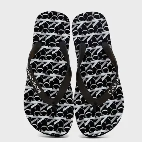 All Over Print Beach Flip Flops - Black