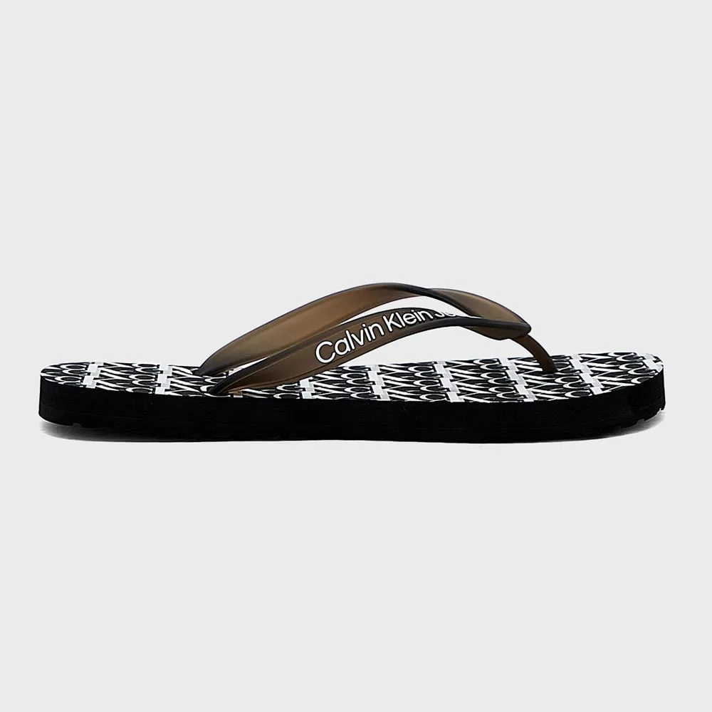 All Over Print Beach Flip Flops - Black