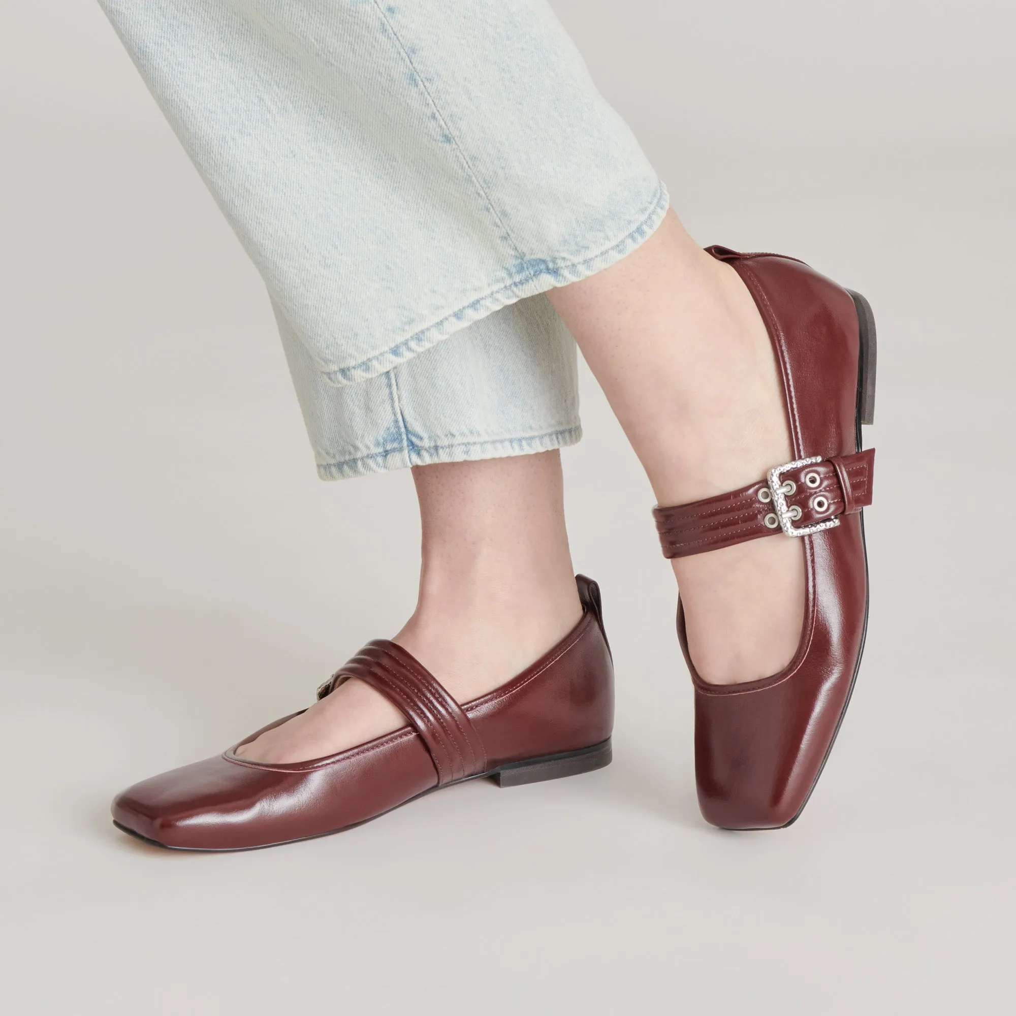 ARORA BALLET FLATS BURGUNDY CRINKLE PATENT