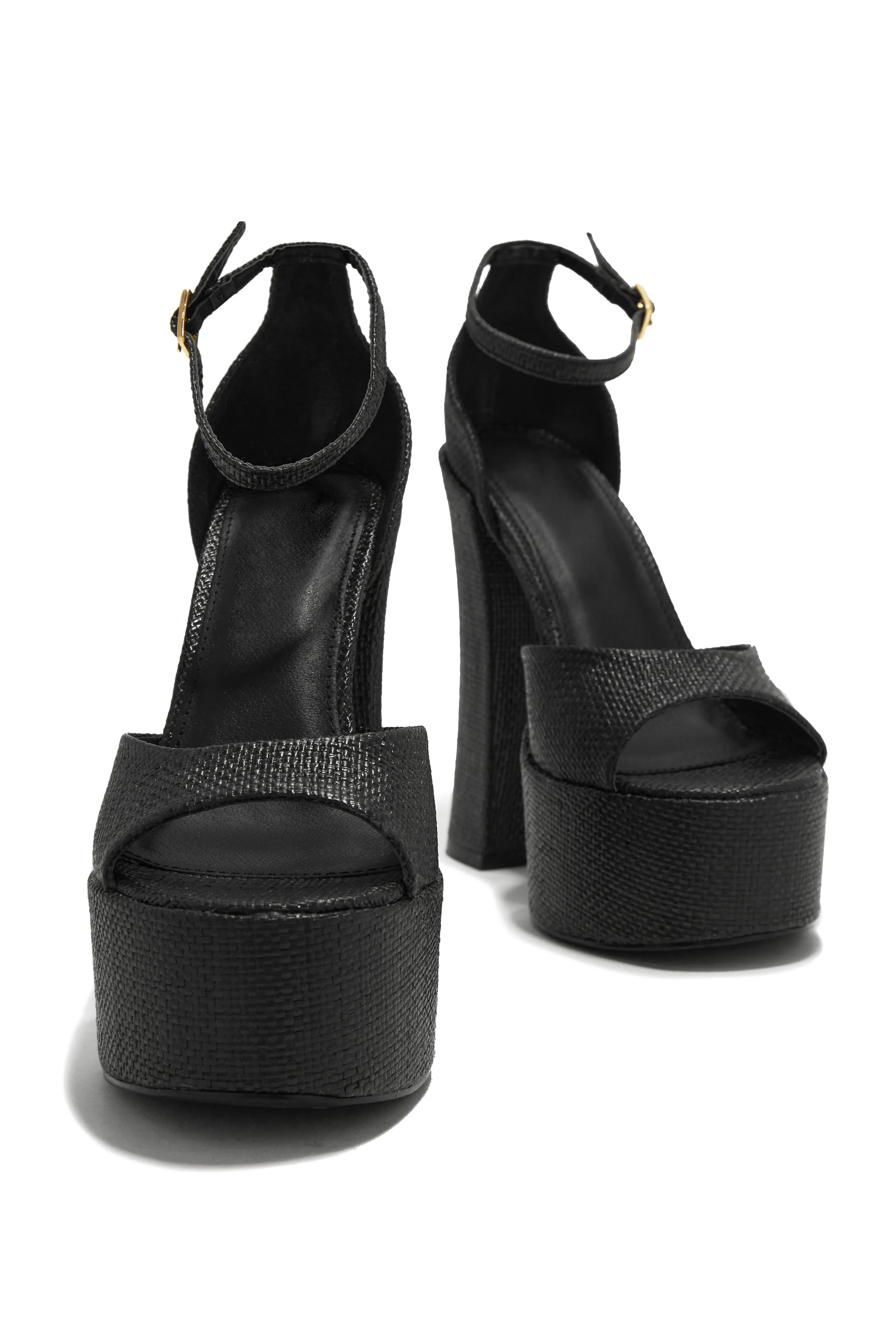 Baecation Platform Block High Heels - Black