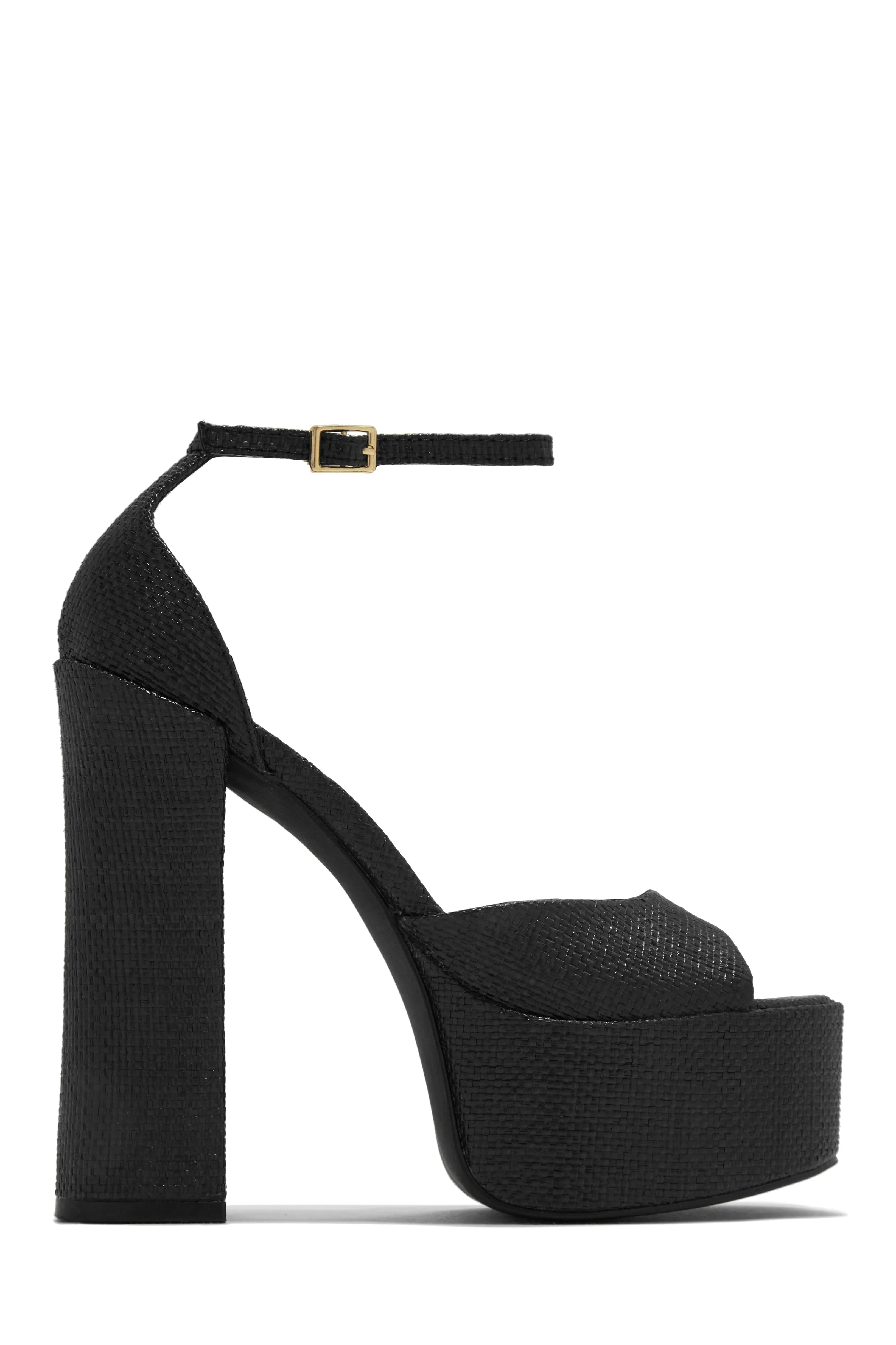 Baecation Platform Block High Heels - Black