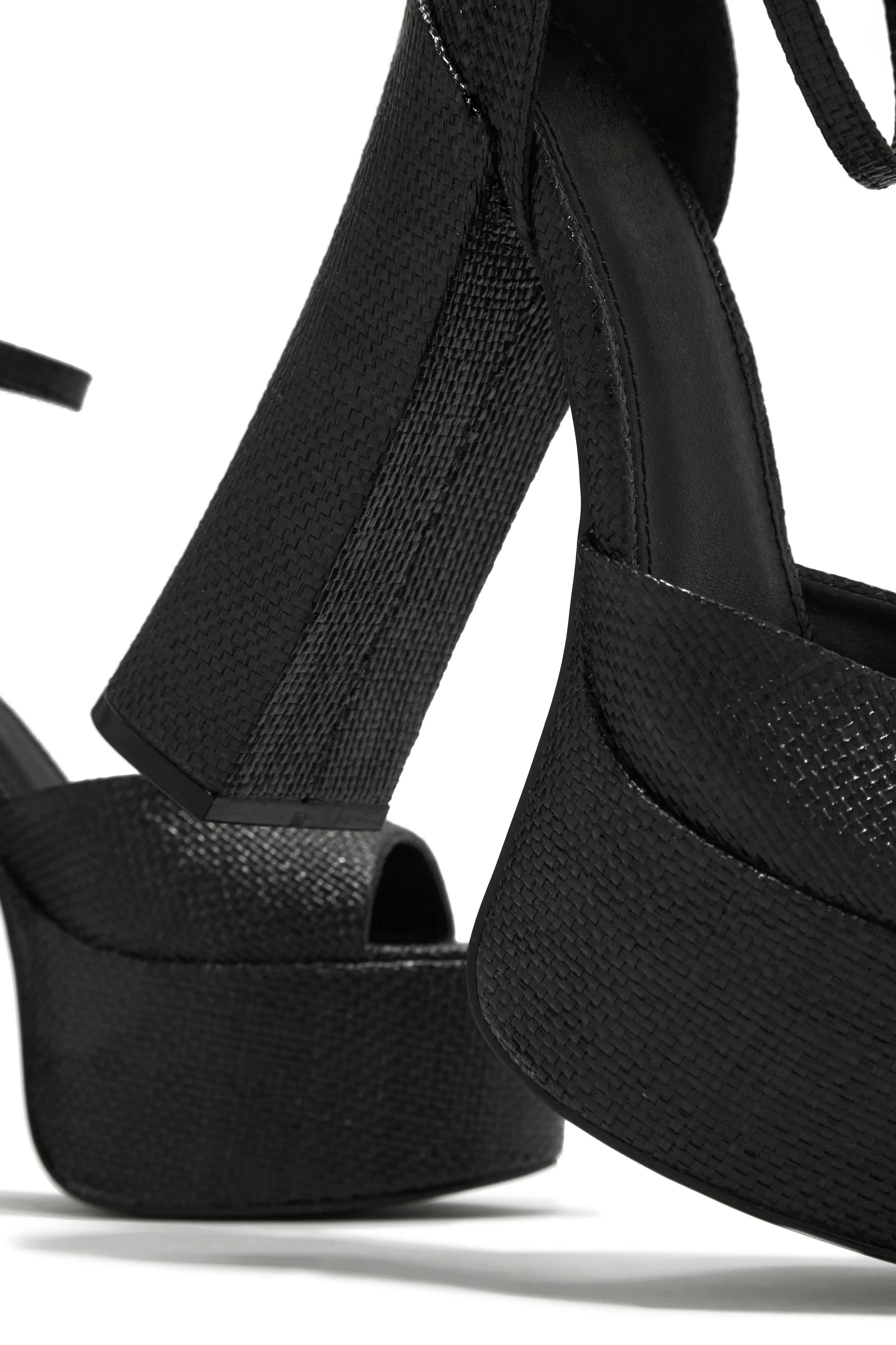 Baecation Platform Block High Heels - Black