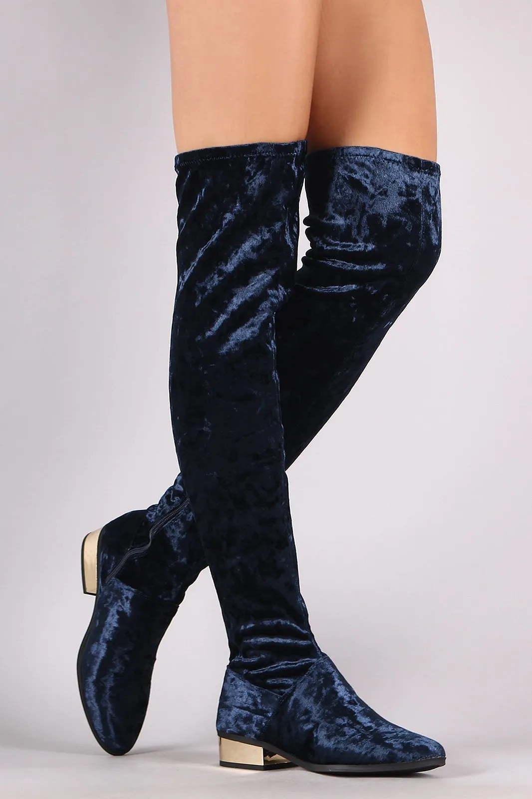 Bamboo Over-The-Knee Velvet Riding Boots