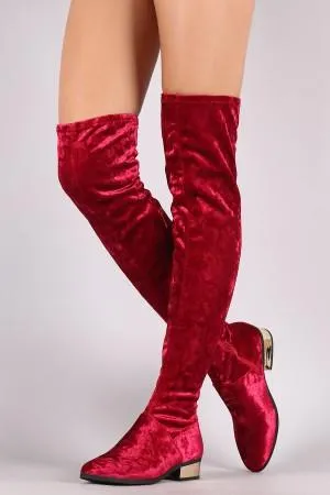 Bamboo Over-The-Knee Velvet Riding Boots