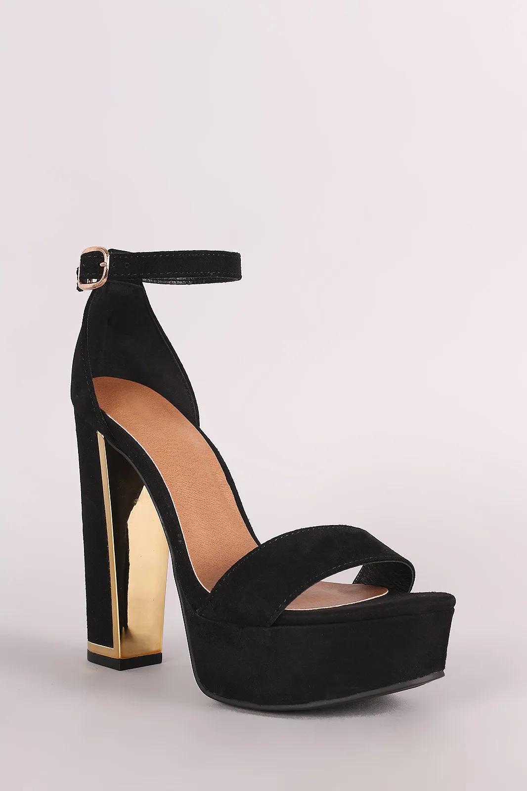 Bamboo Suede Ankle Strap Platform Heel