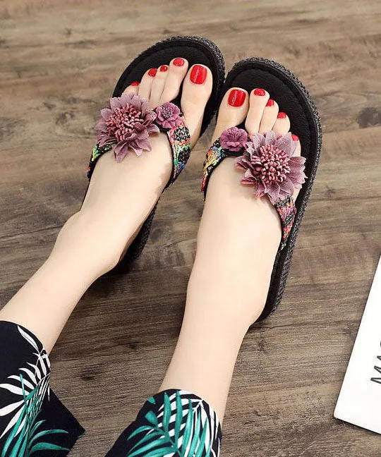 Beautiful Coffee Floral Holiday Thong Sandals LY0239