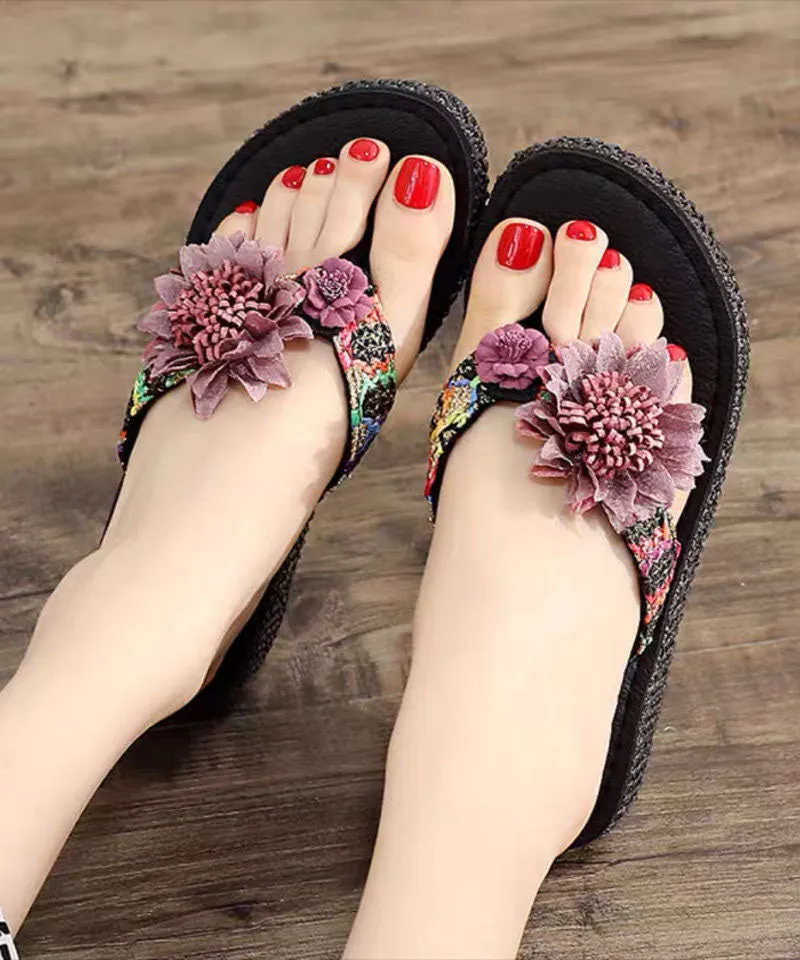 Beautiful Coffee Floral Holiday Thong Sandals LY0239