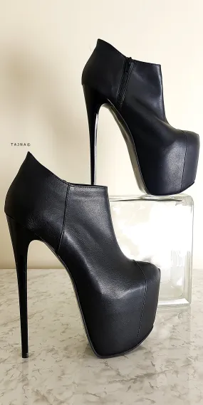 Black Matte Ankle Cut High Heel Booties