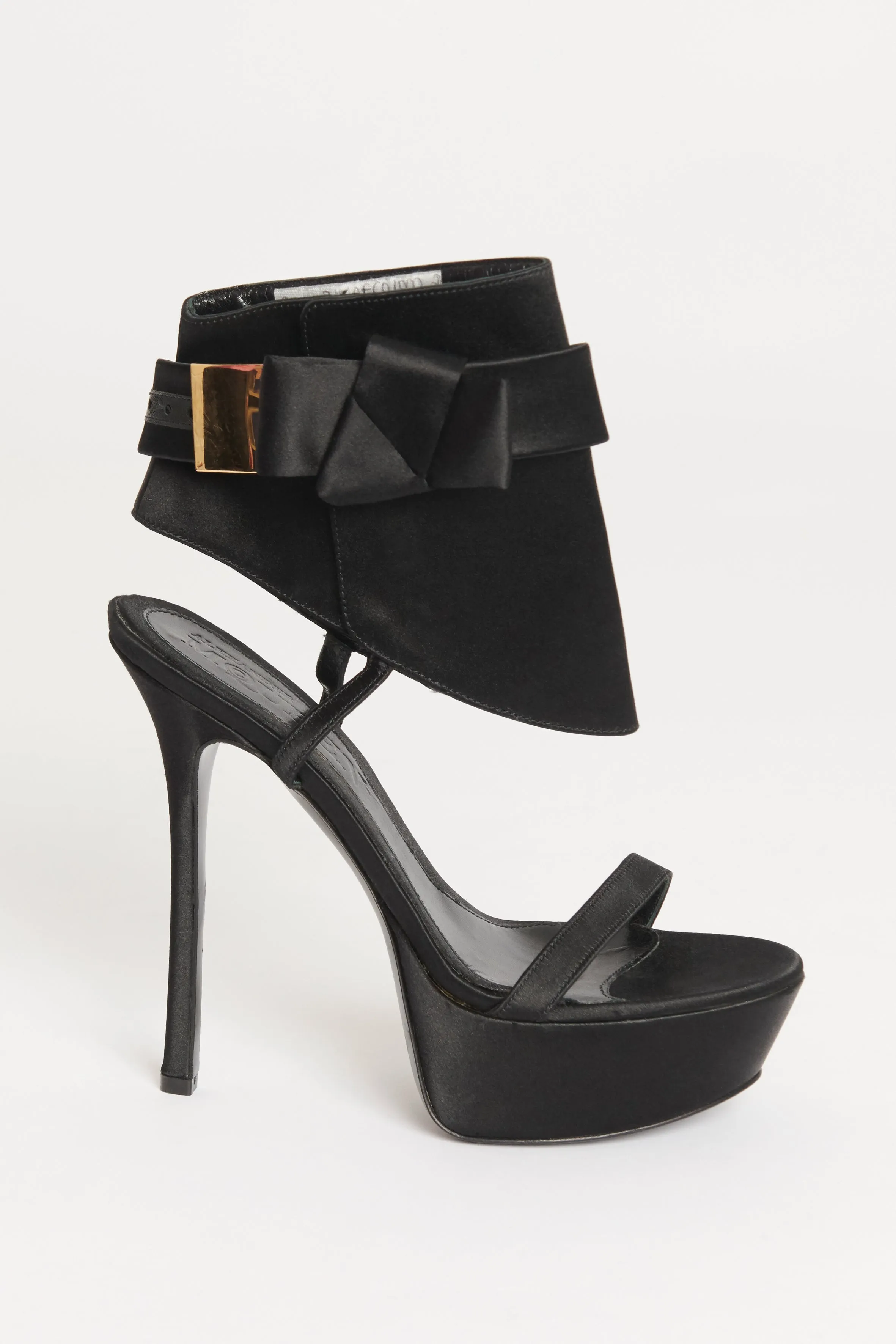 Black Satin Platform Preowned Heels