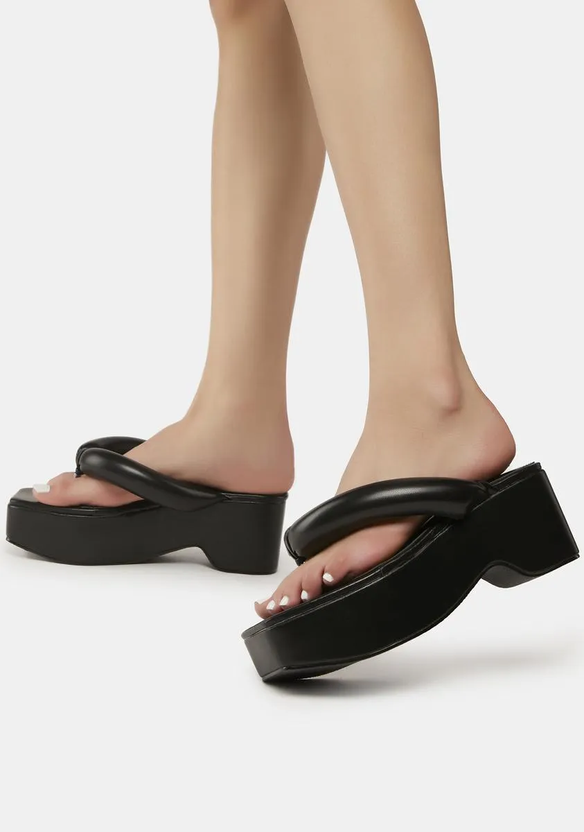 Black Scotia Platform Sandals