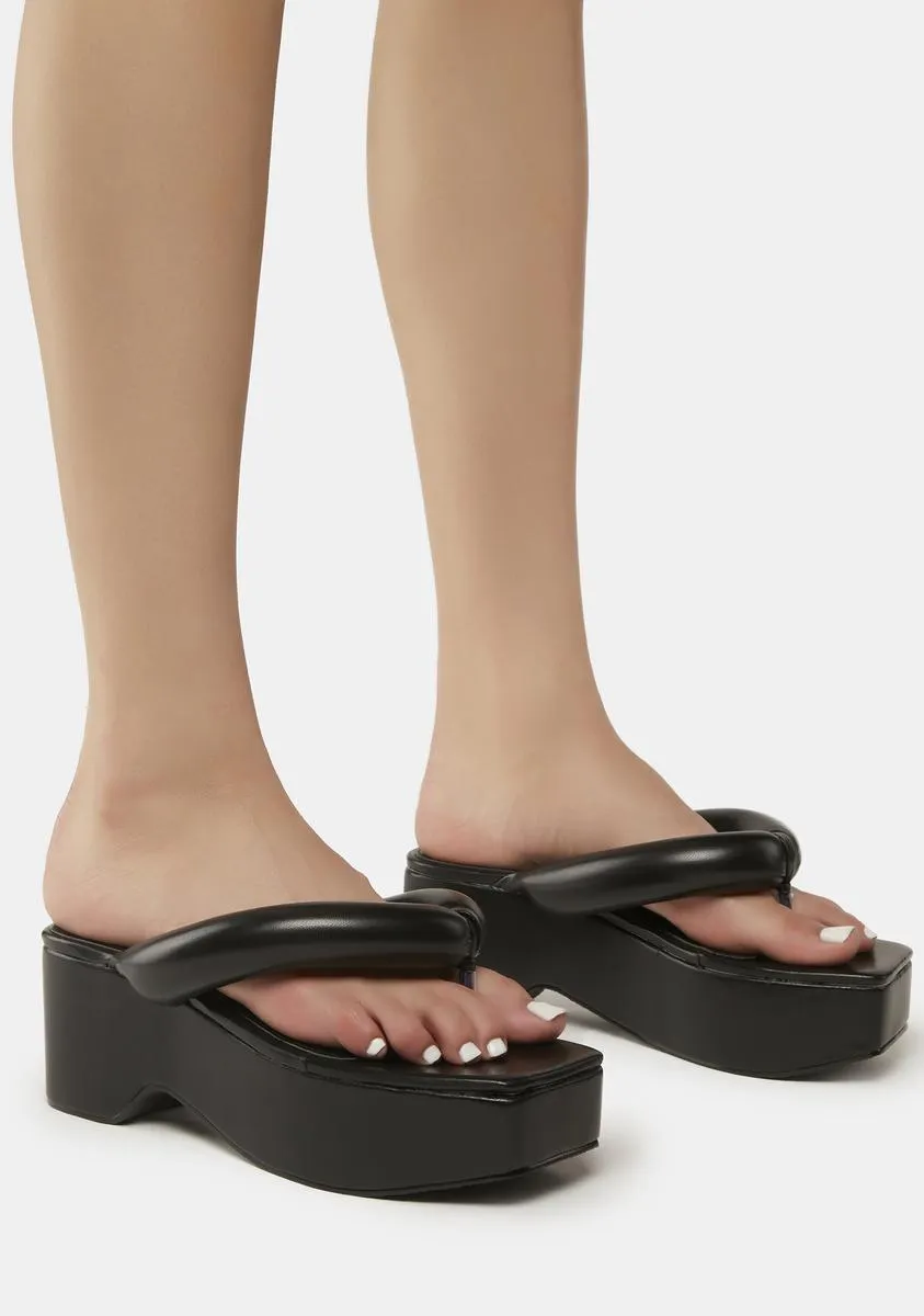 Black Scotia Platform Sandals