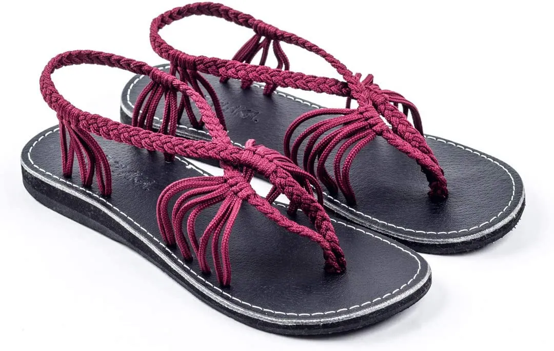 Boho Navy Blue Handwoven Braided Flat Sandals