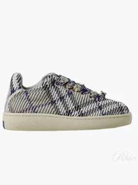 Box Checked Knit Low-Top Sneakers Blue