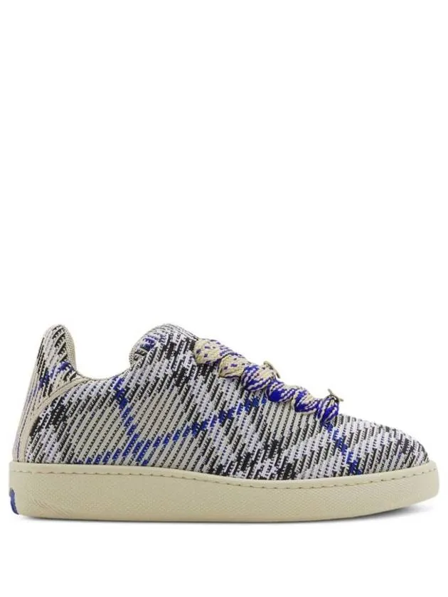 Box Checked Knit Low-Top Sneakers Blue