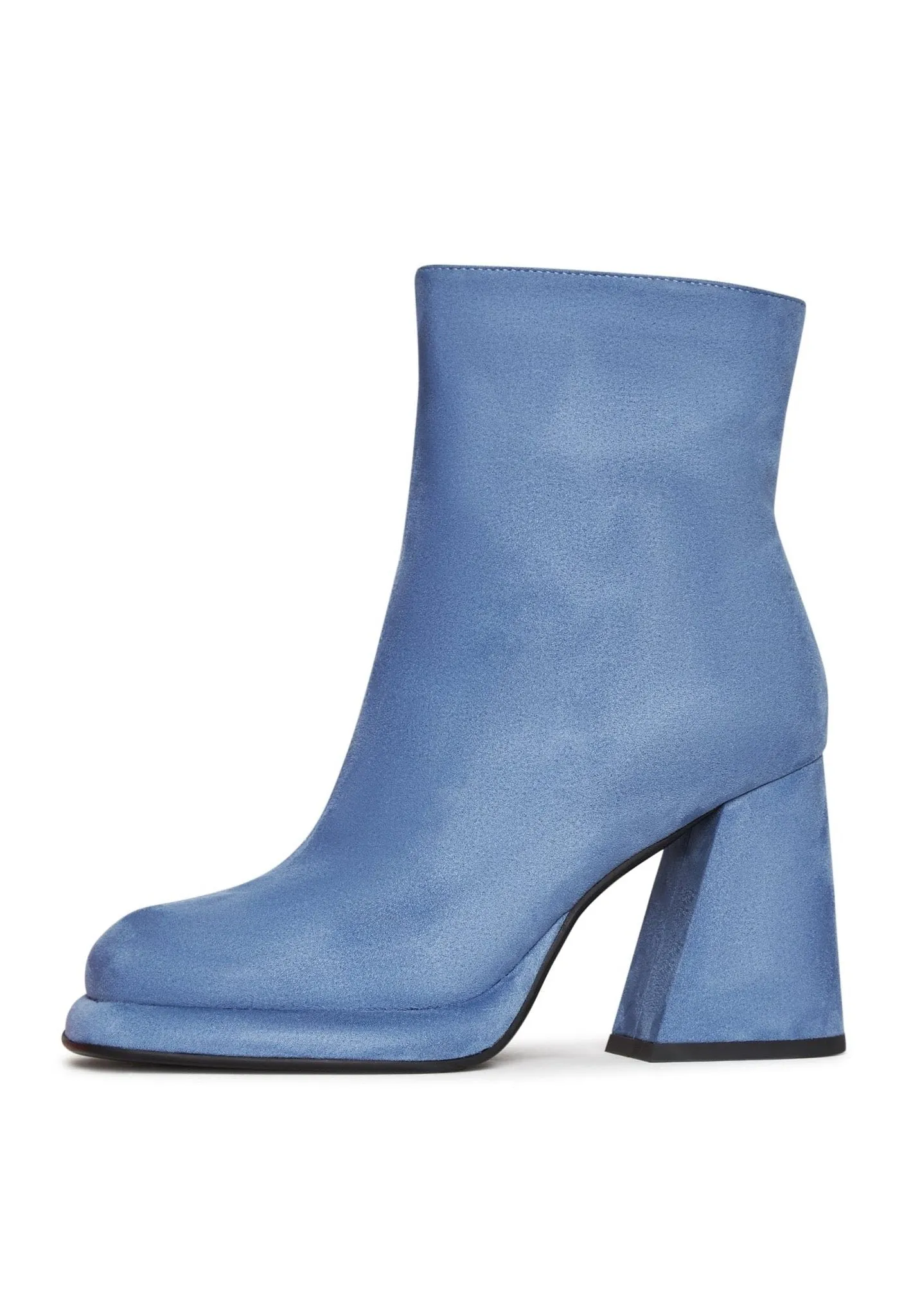 Casual Block Heel Ankle Boots - Blue