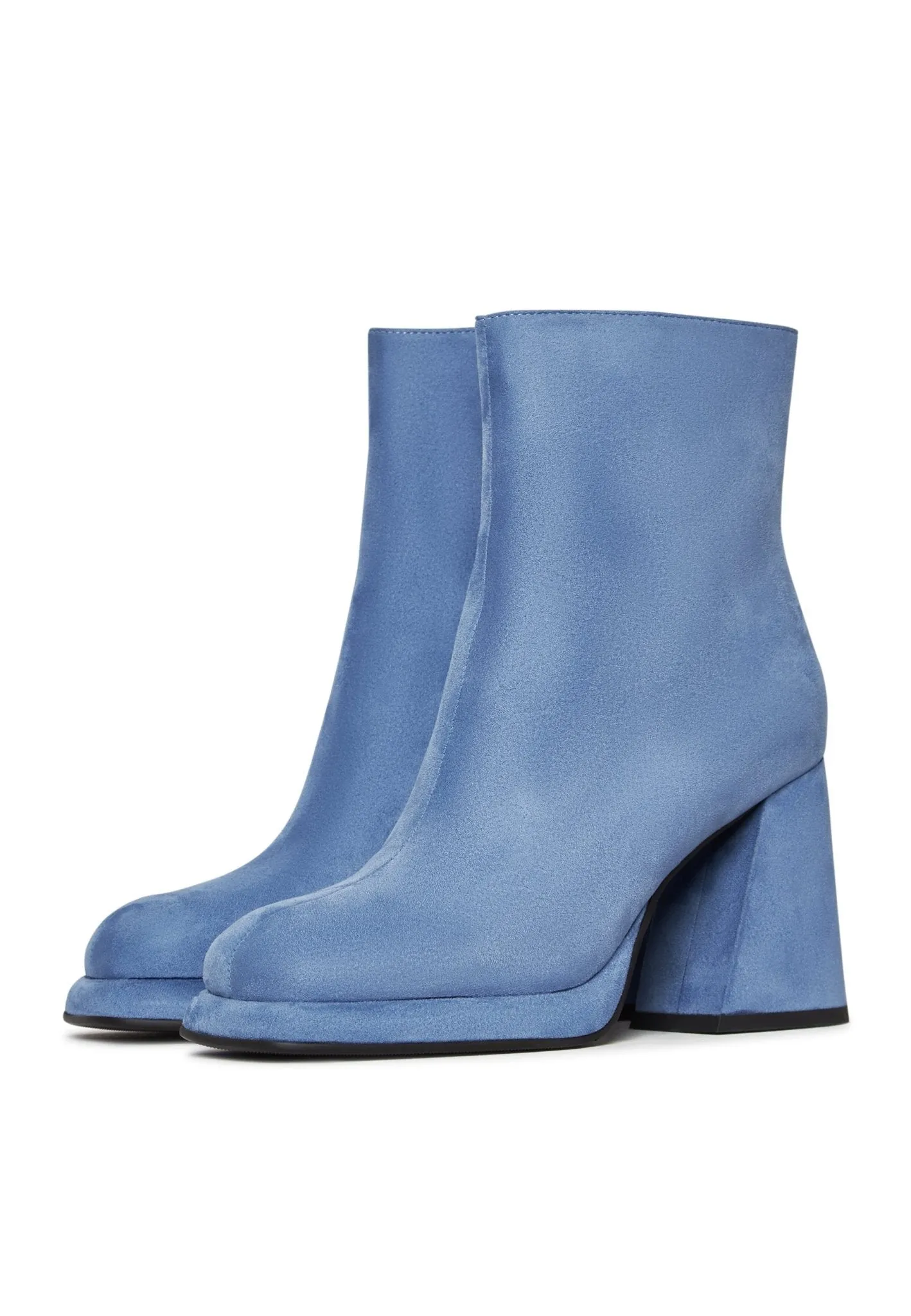 Casual Block Heel Ankle Boots - Blue