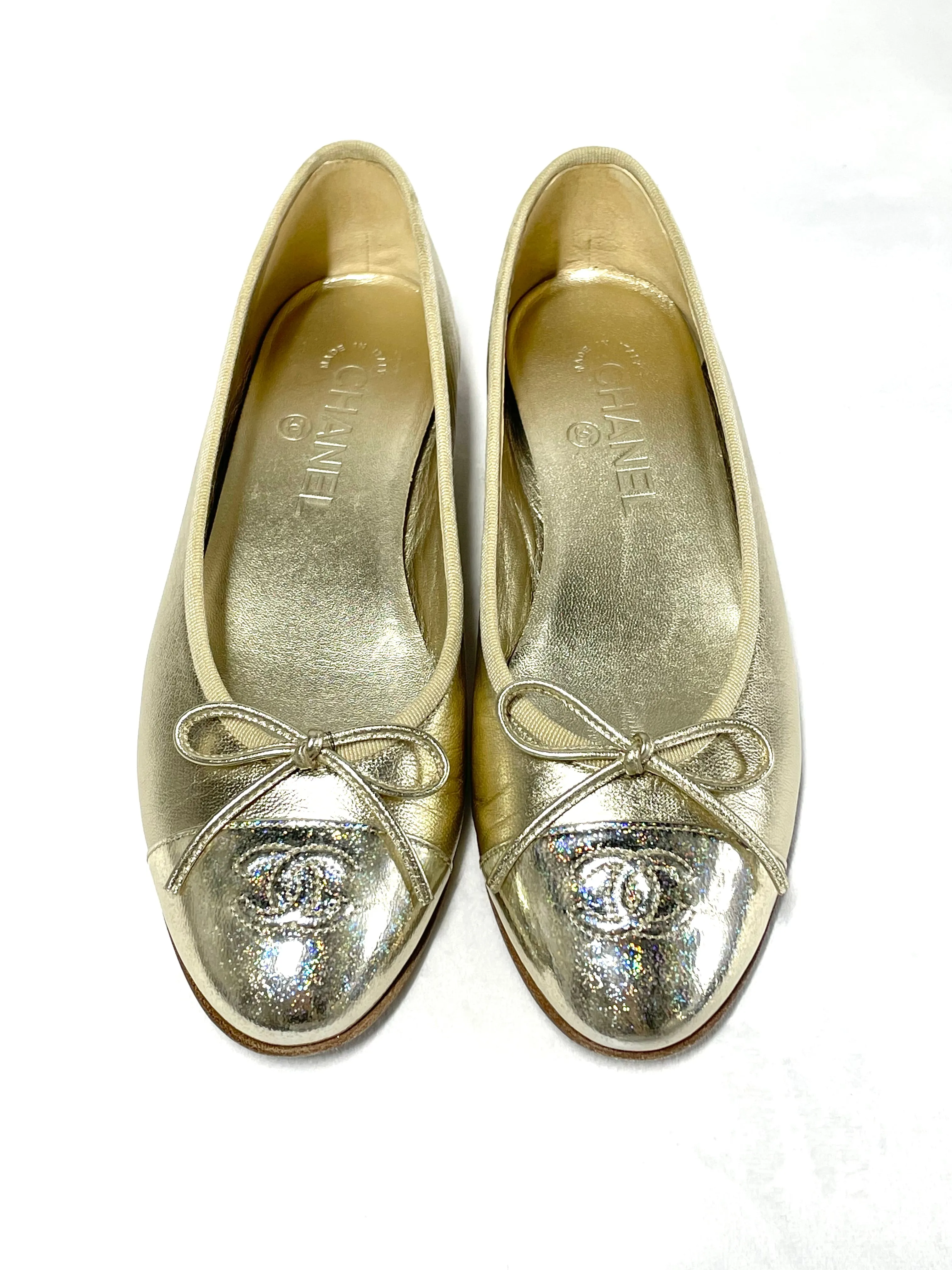 Chanel Gold Ballet Flats *limited edition* 37.5