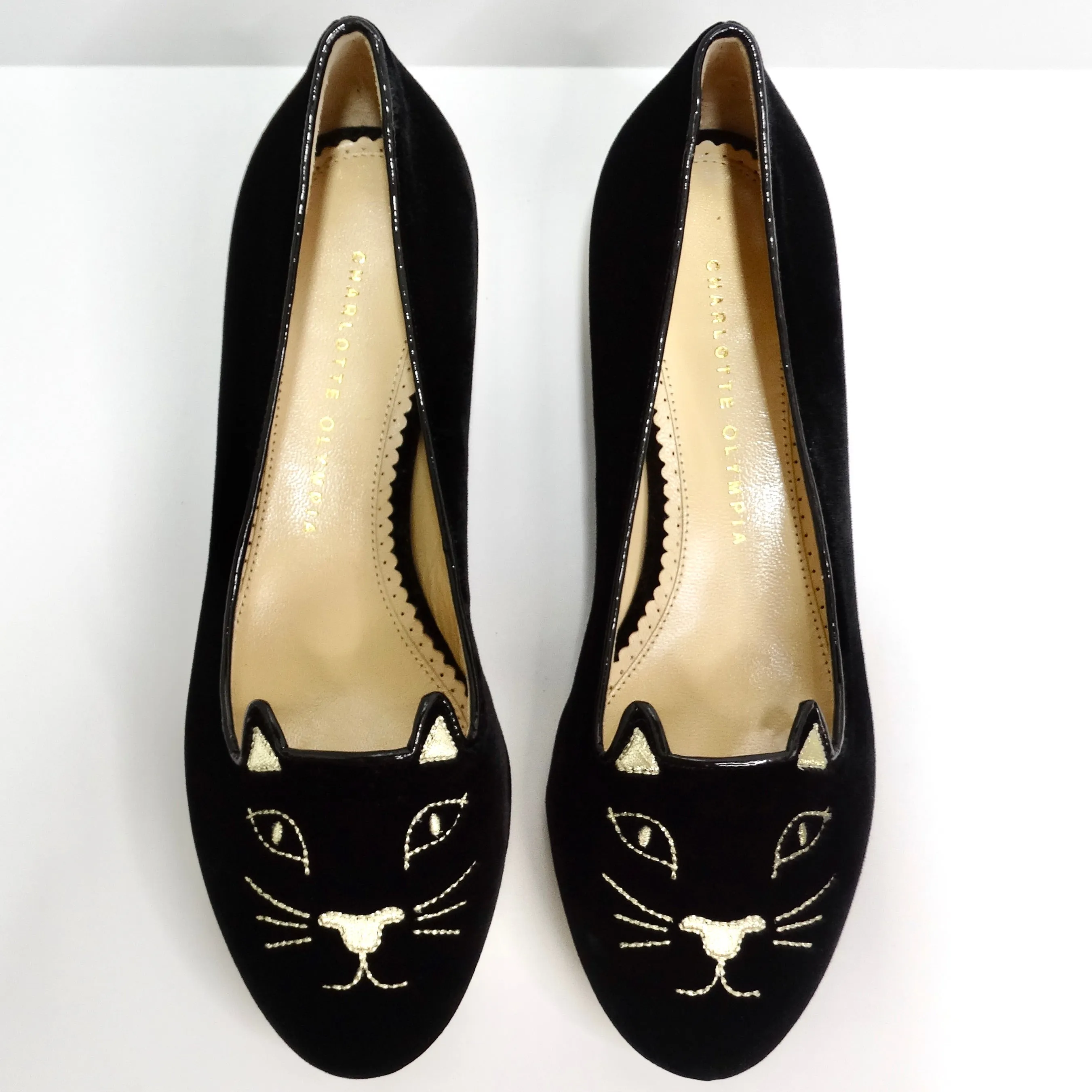 Charlotte Olympia Designer Signed Kitty Embroidered Flats