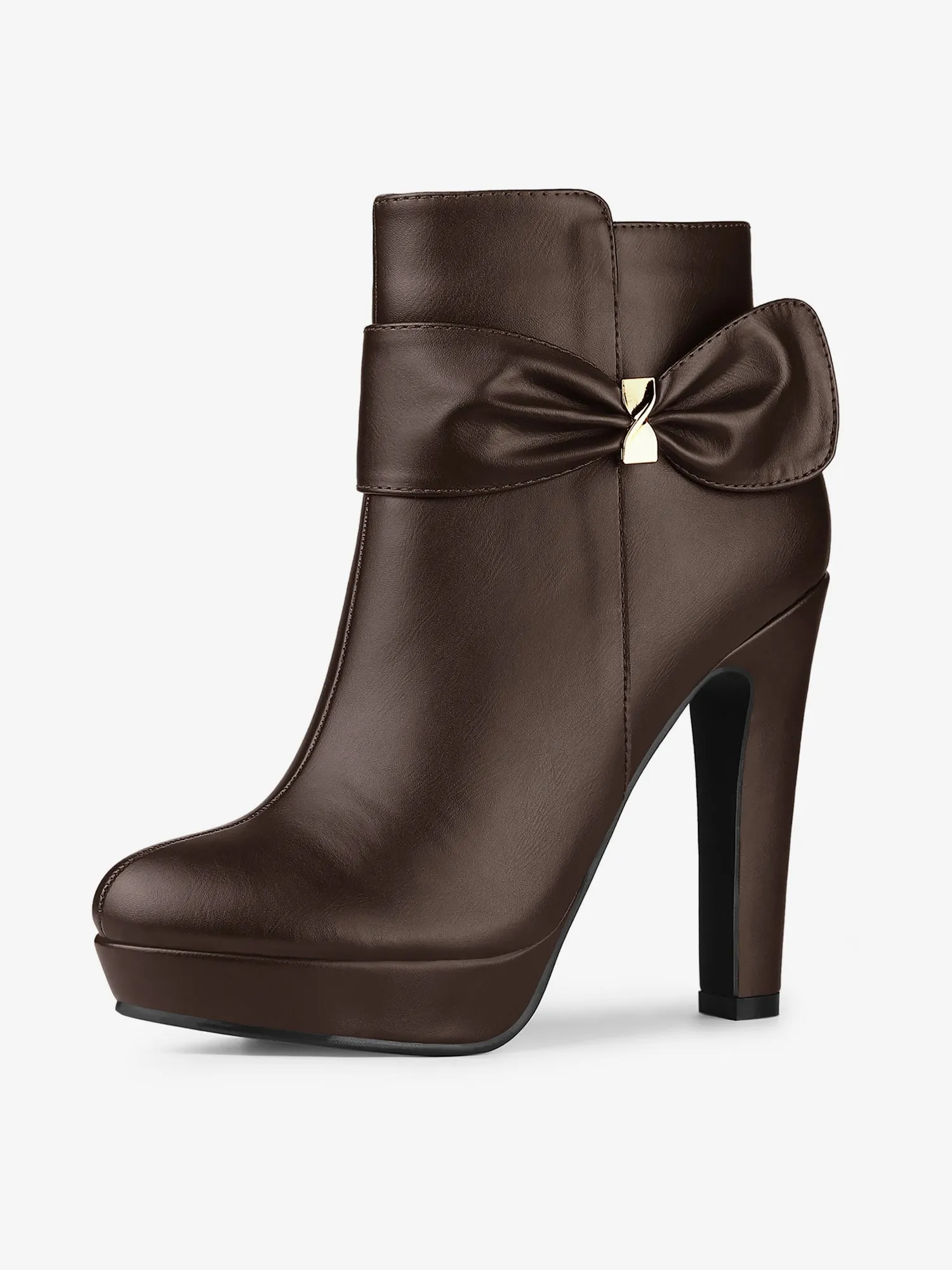 Chunky High Heel Platform Bow Decor Ankle Boots