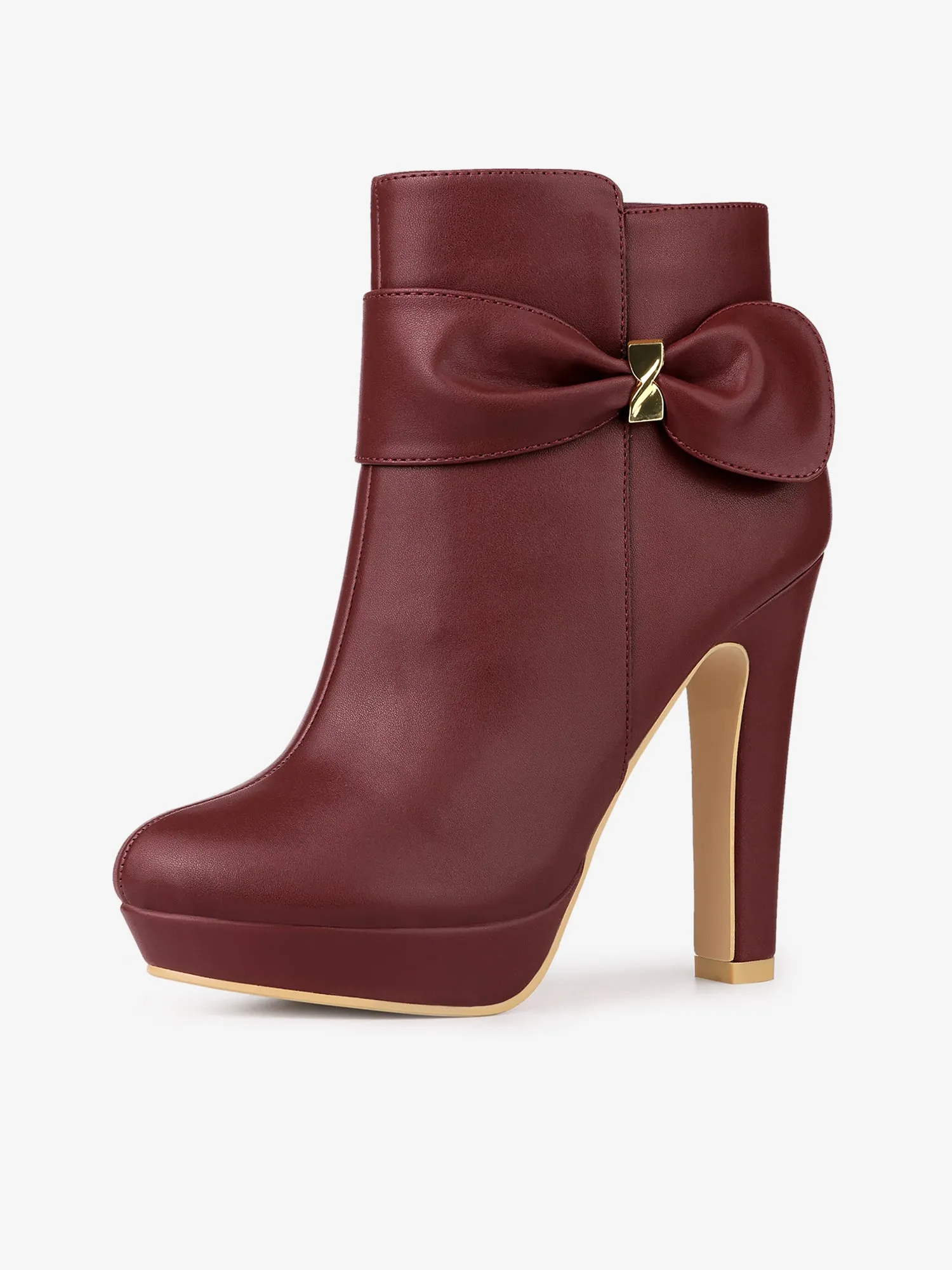 Chunky High Heel Platform Bow Decor Ankle Boots