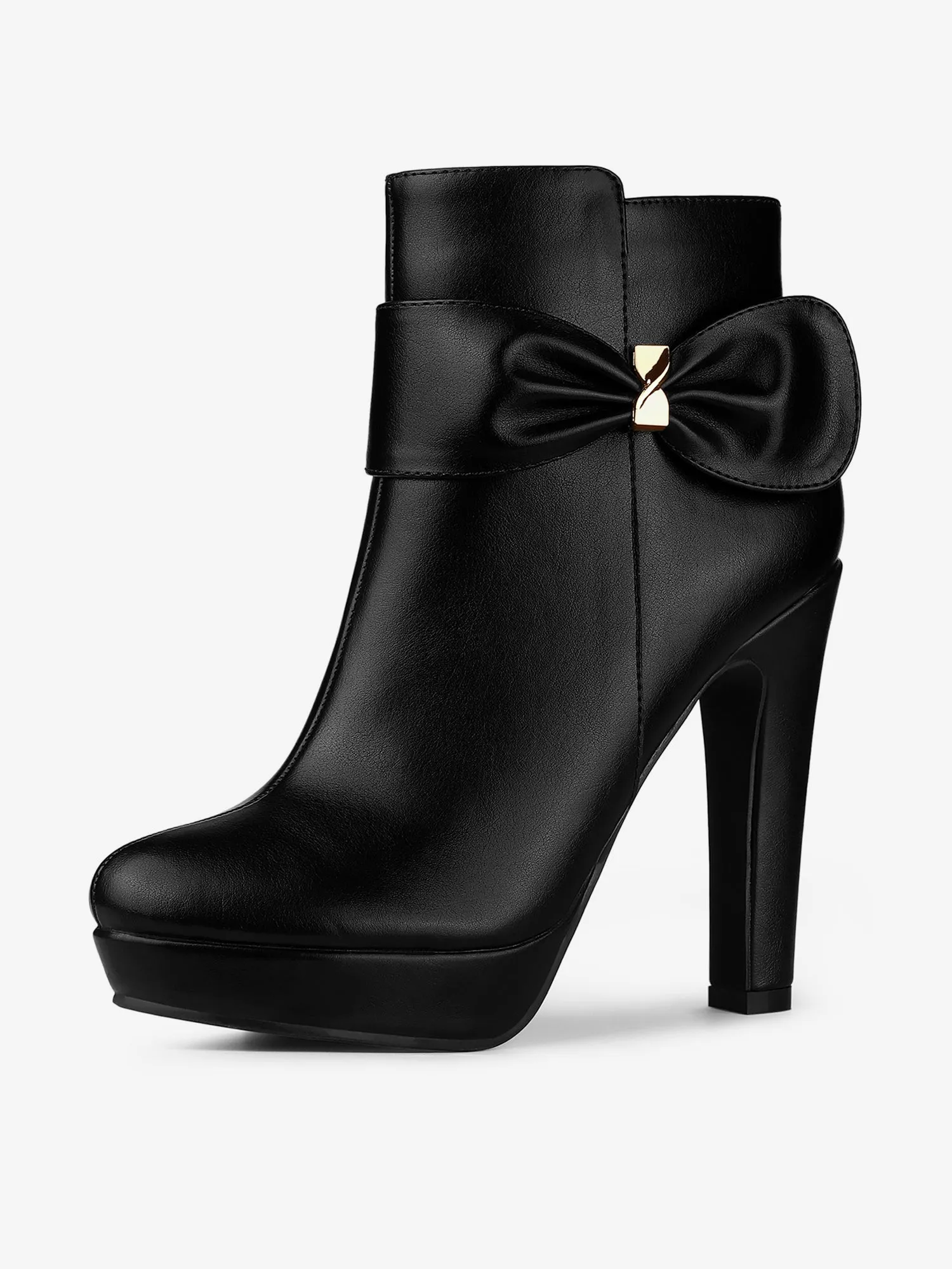 Chunky High Heel Platform Bow Decor Ankle Boots