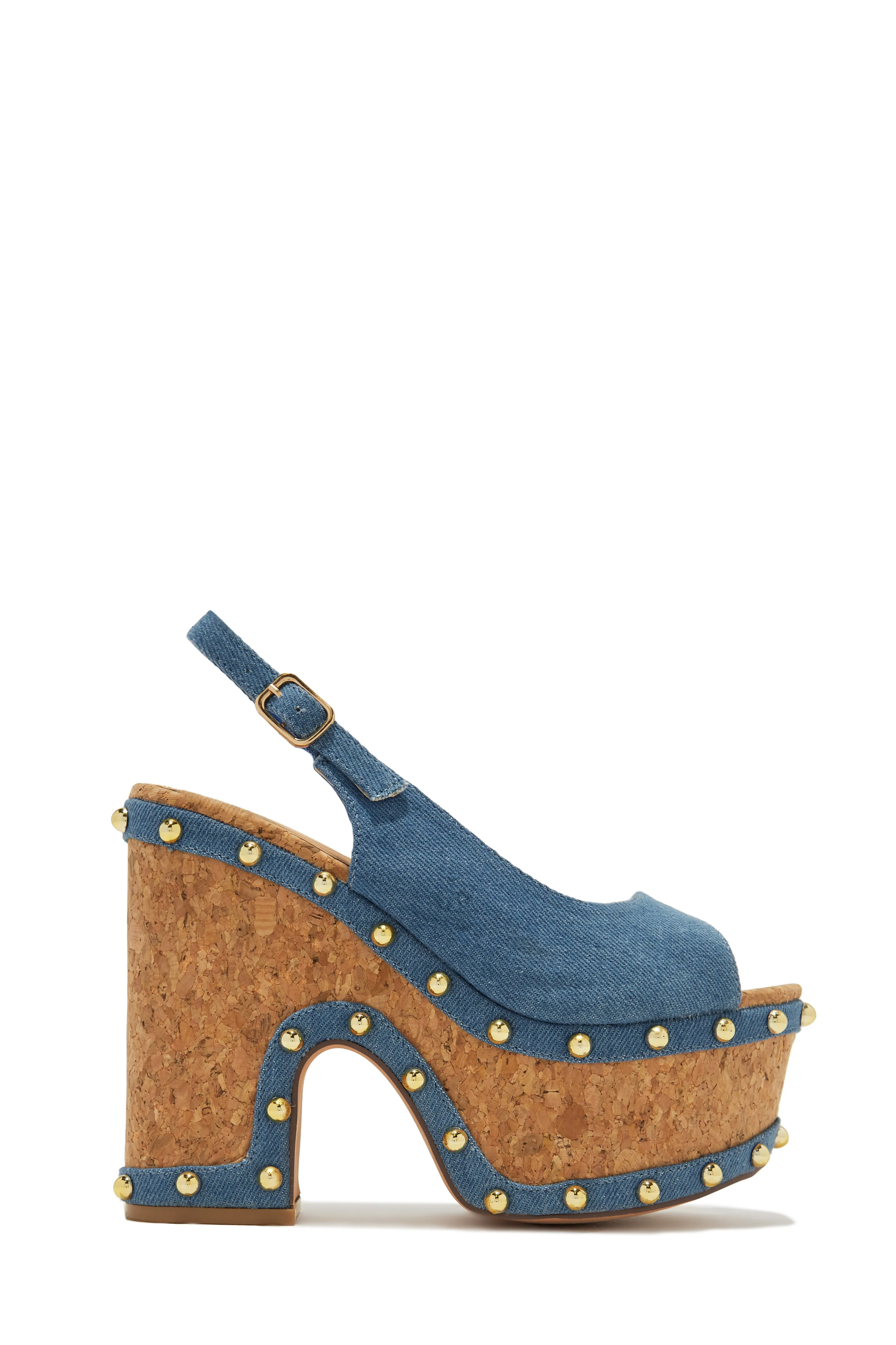 Clarisse Platform Block Heels - Denim