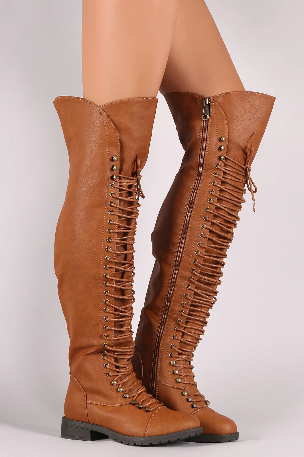 Combat Lace Up Over-The-Knee Boots