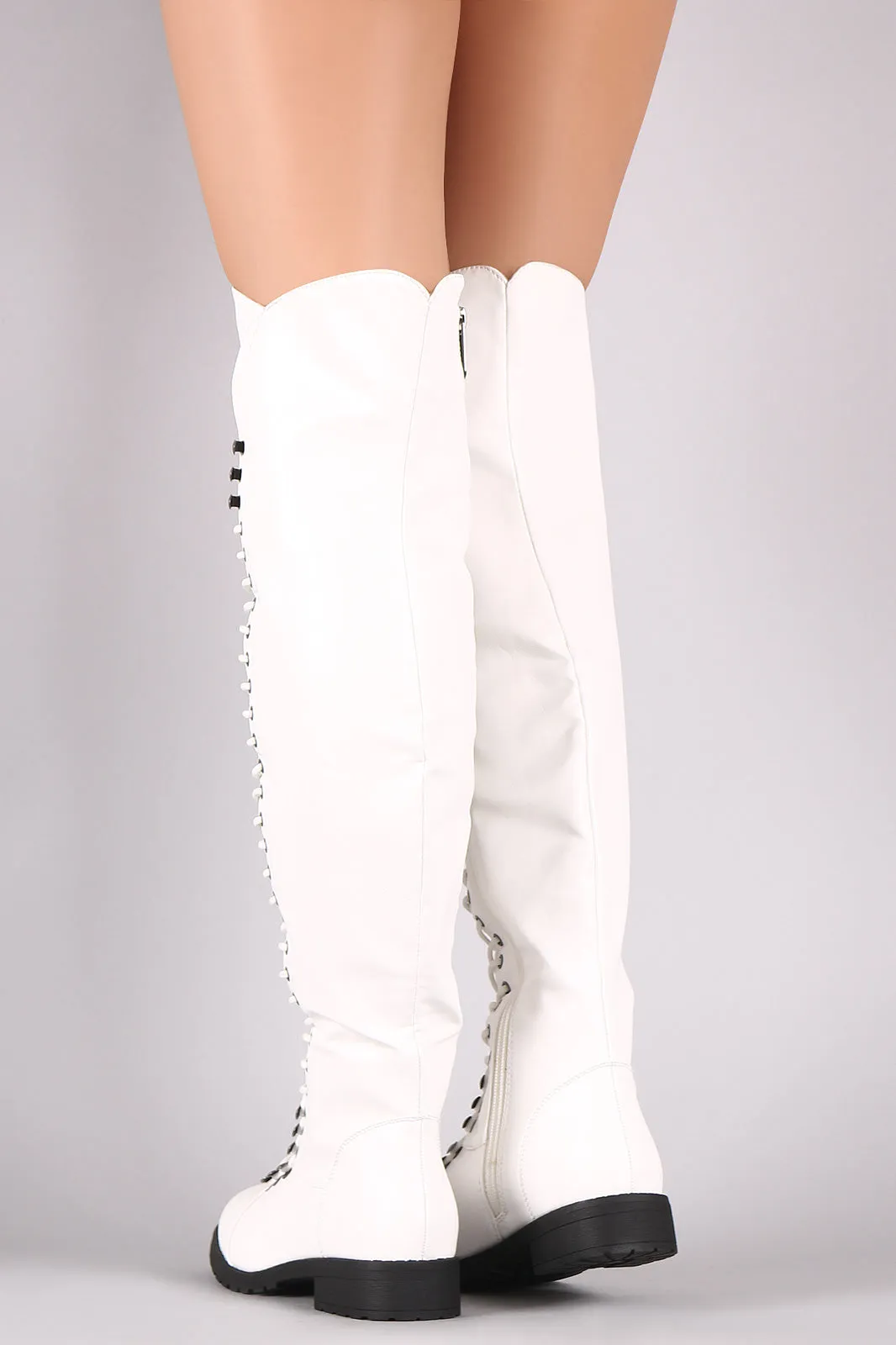 Combat Lace Up Over-The-Knee Boots