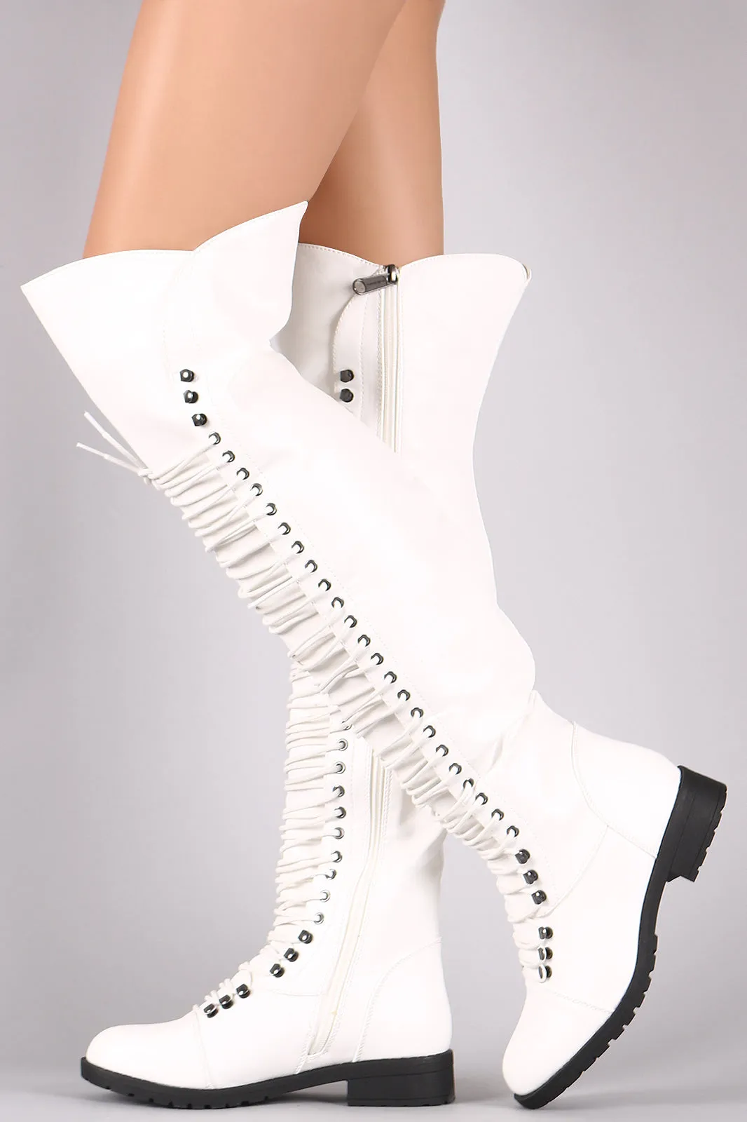 Combat Lace Up Over-The-Knee Boots