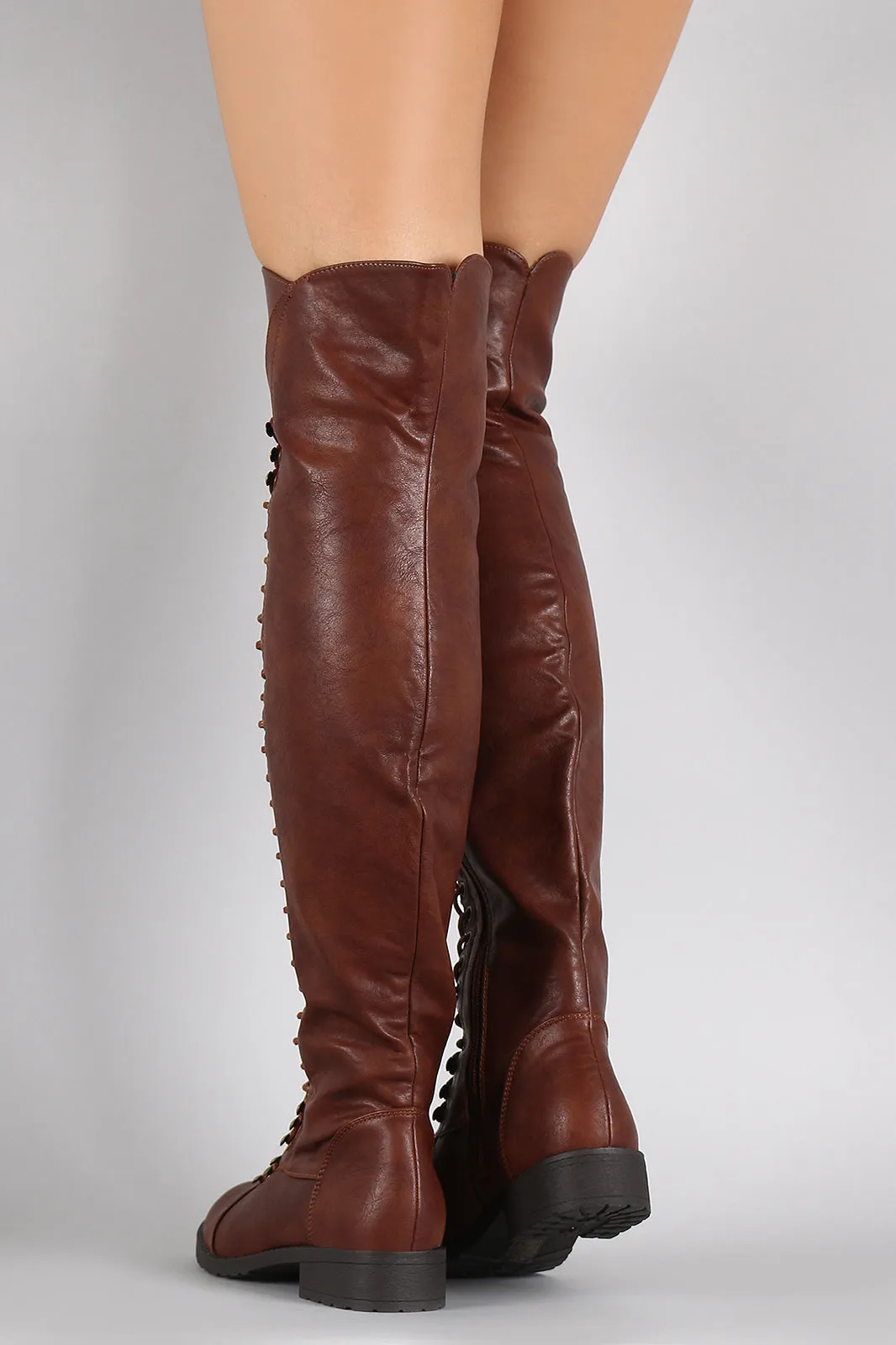 Combat Lace Up Over-The-Knee Boots