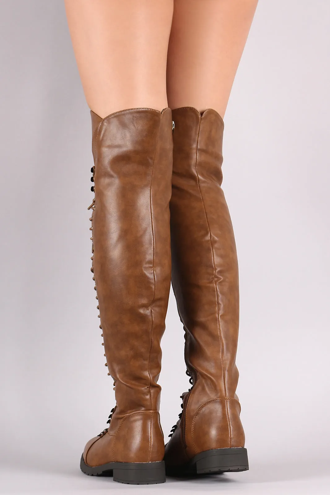 Combat Lace Up Over-The-Knee Boots