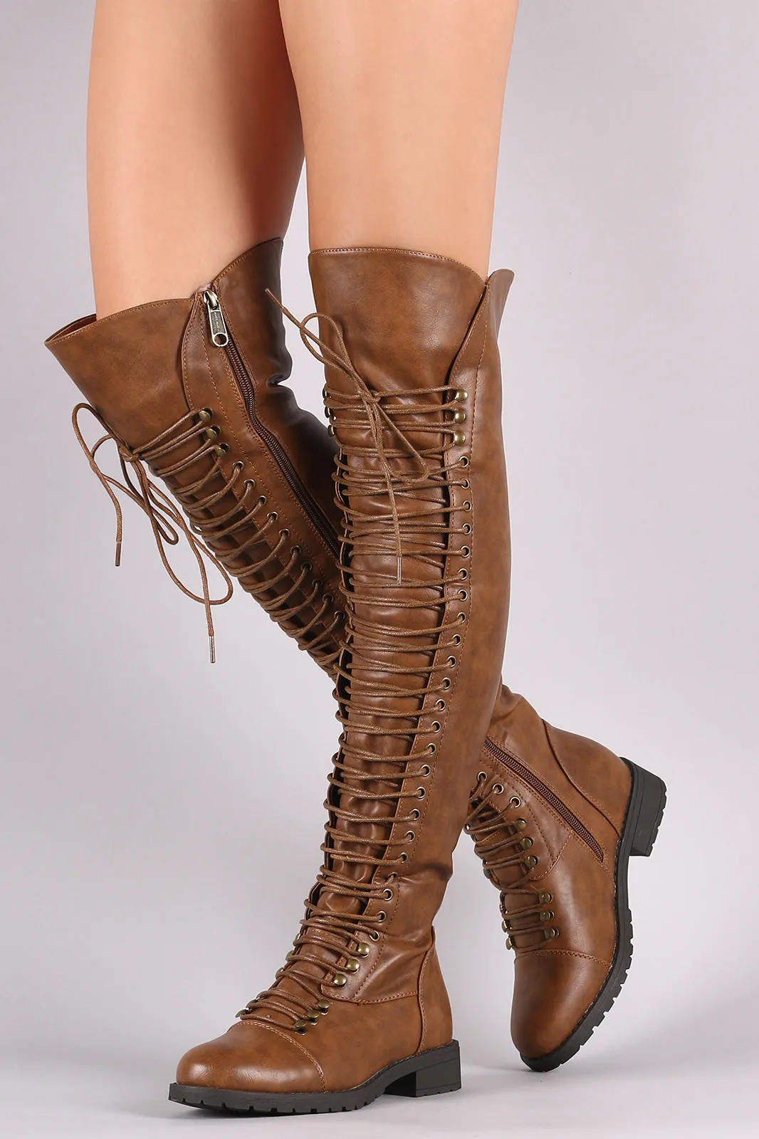 Combat Lace Up Over-The-Knee Boots