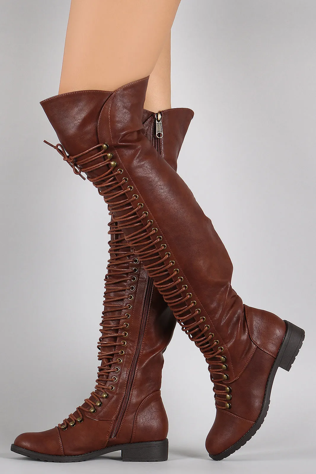 Combat Lace Up Over-The-Knee Boots