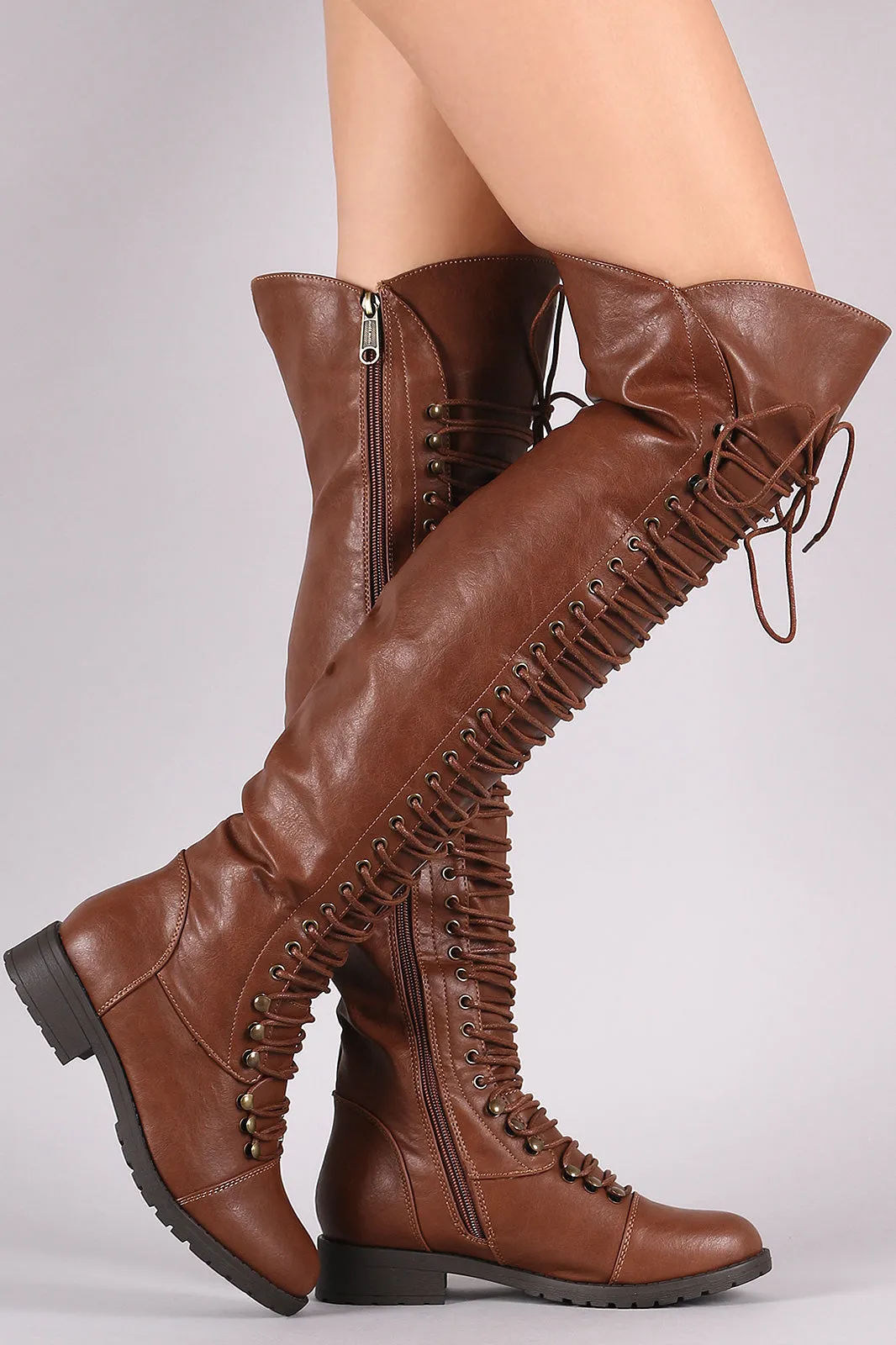 Combat Lace Up Over-The-Knee Boots