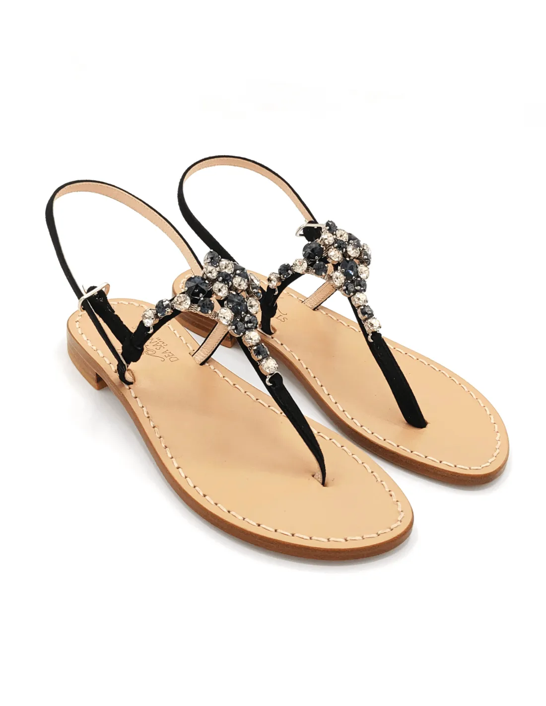 COSTA SMERALDA BLACK SUEDE SANDALS (DS92N)