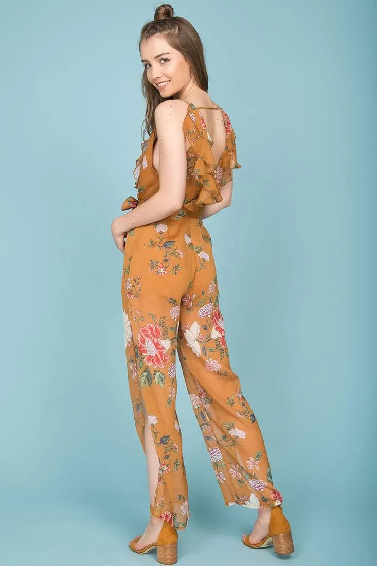 Danica Dressy Floral Jumpsuit Mustard