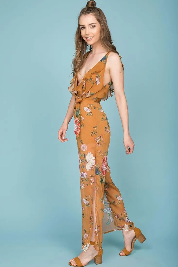 Danica Dressy Floral Jumpsuit Mustard