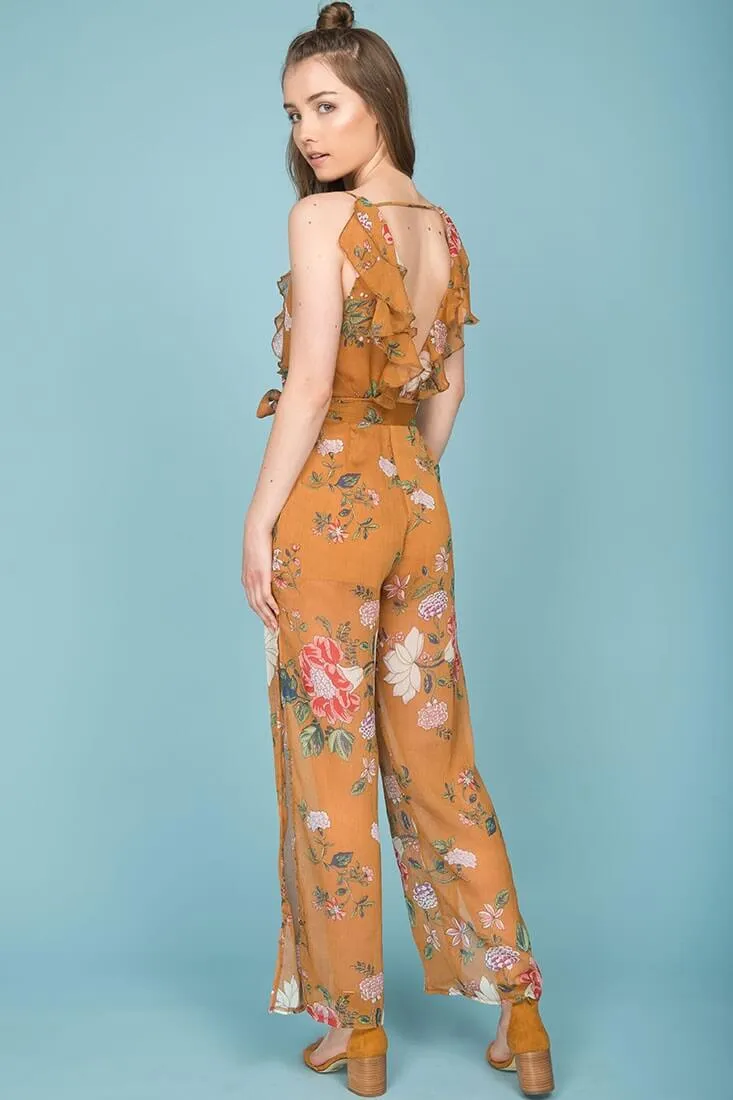 Danica Dressy Floral Jumpsuit Mustard