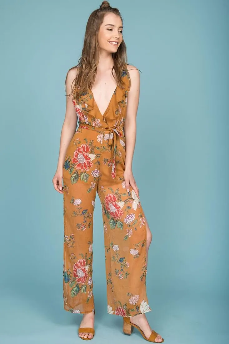 Danica Dressy Floral Jumpsuit Mustard