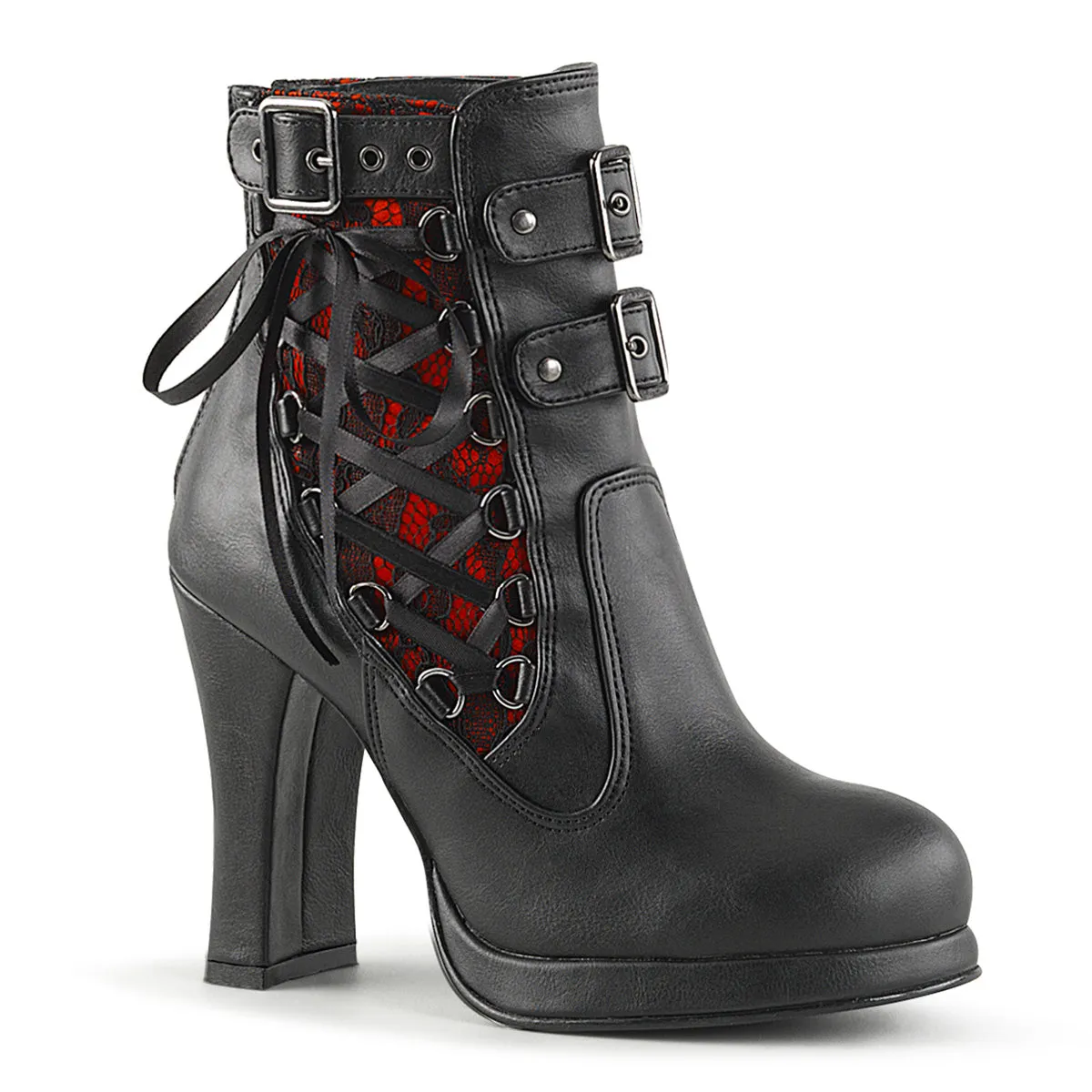 Demonia Crypto-51 Two Tone Corset-Style Ankle Boot