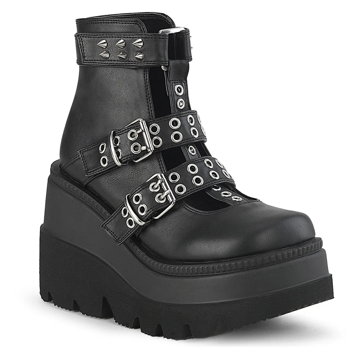 Demonia Shaker-62 Cage Bootie With Double Buckles