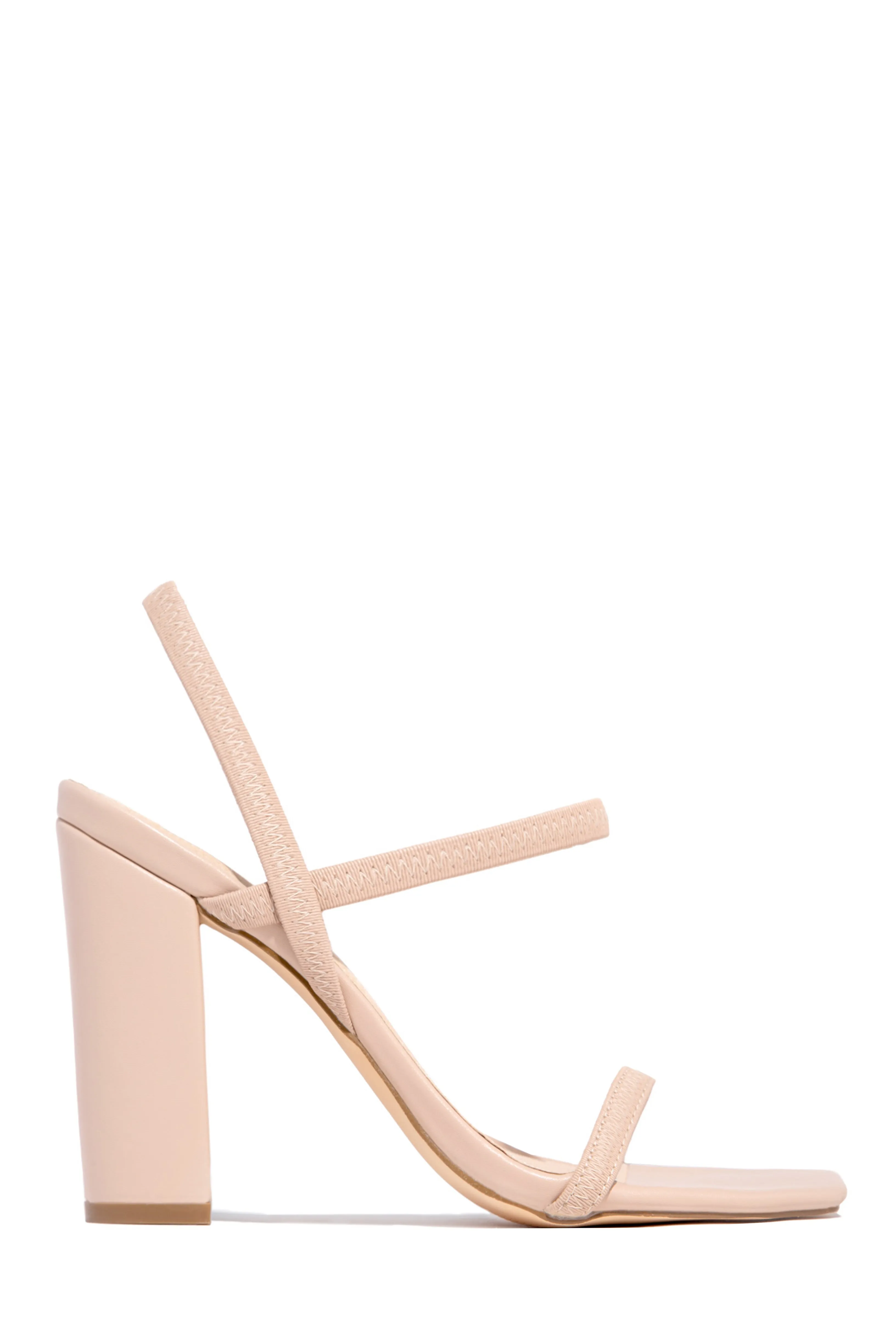 Emerie Slingback Block High Heels - Nude