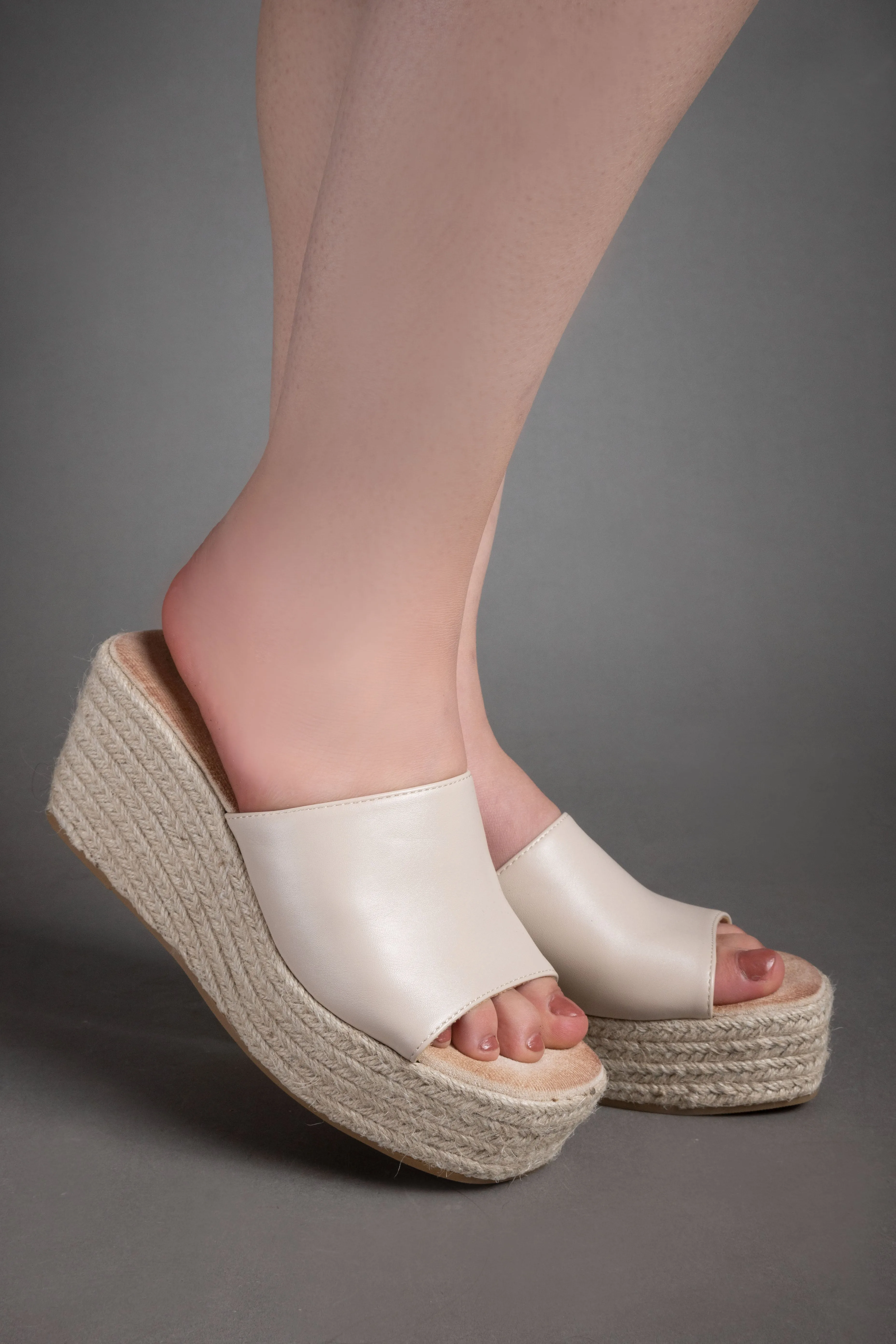 Espadrille Platform Sandals - Beige