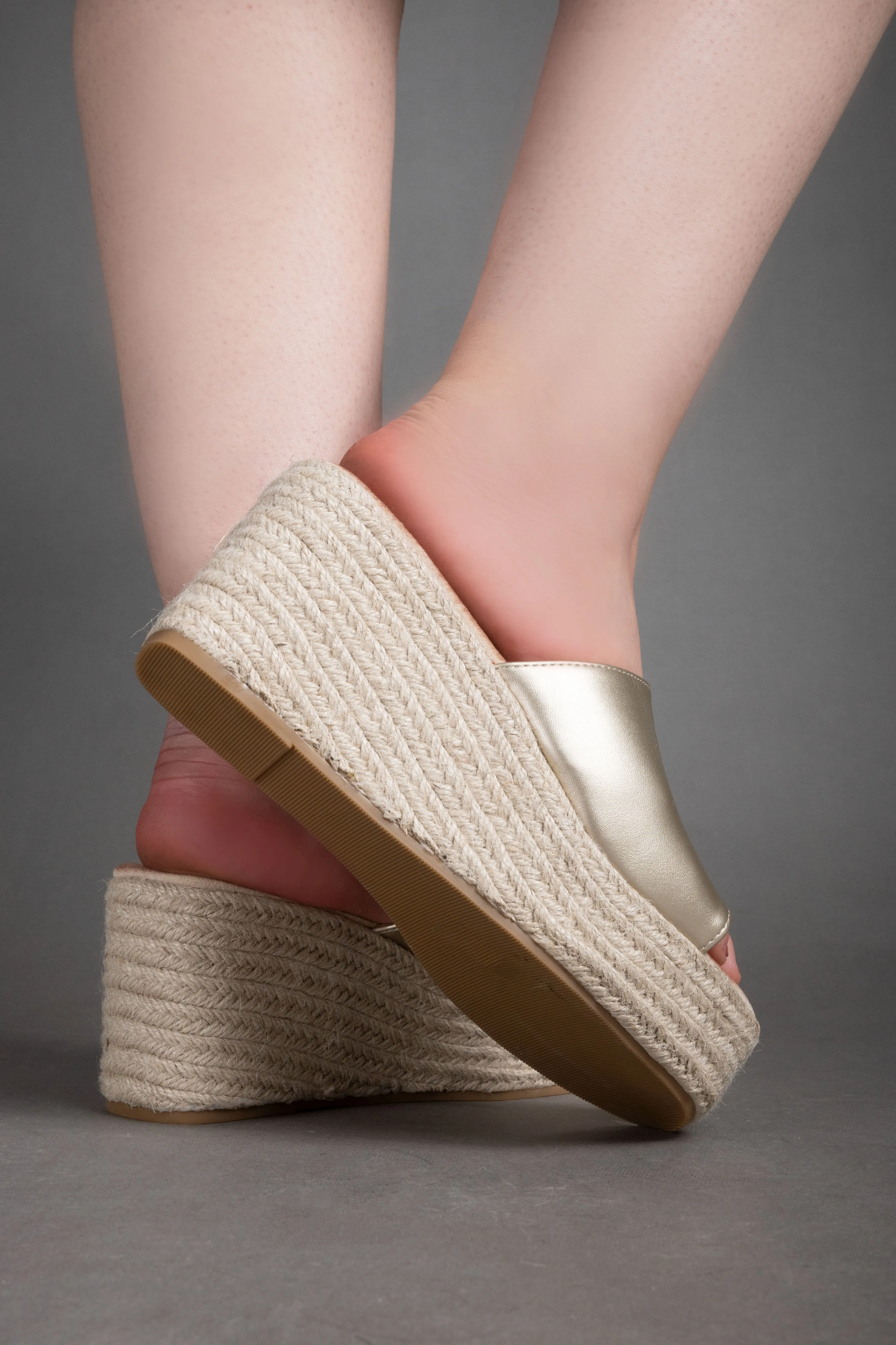 Espadrille Platform Sandals - Gold