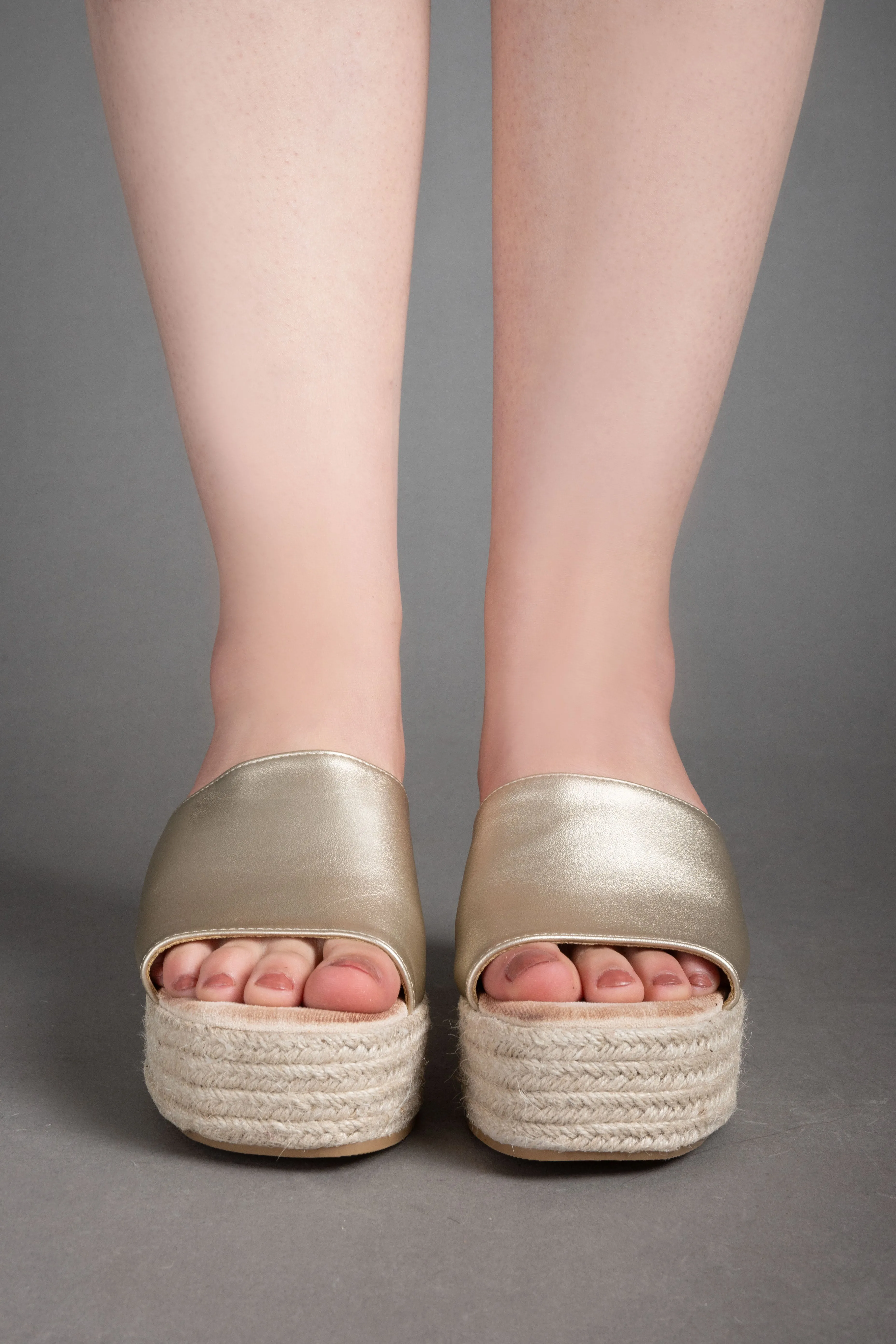 Espadrille Platform Sandals - Gold