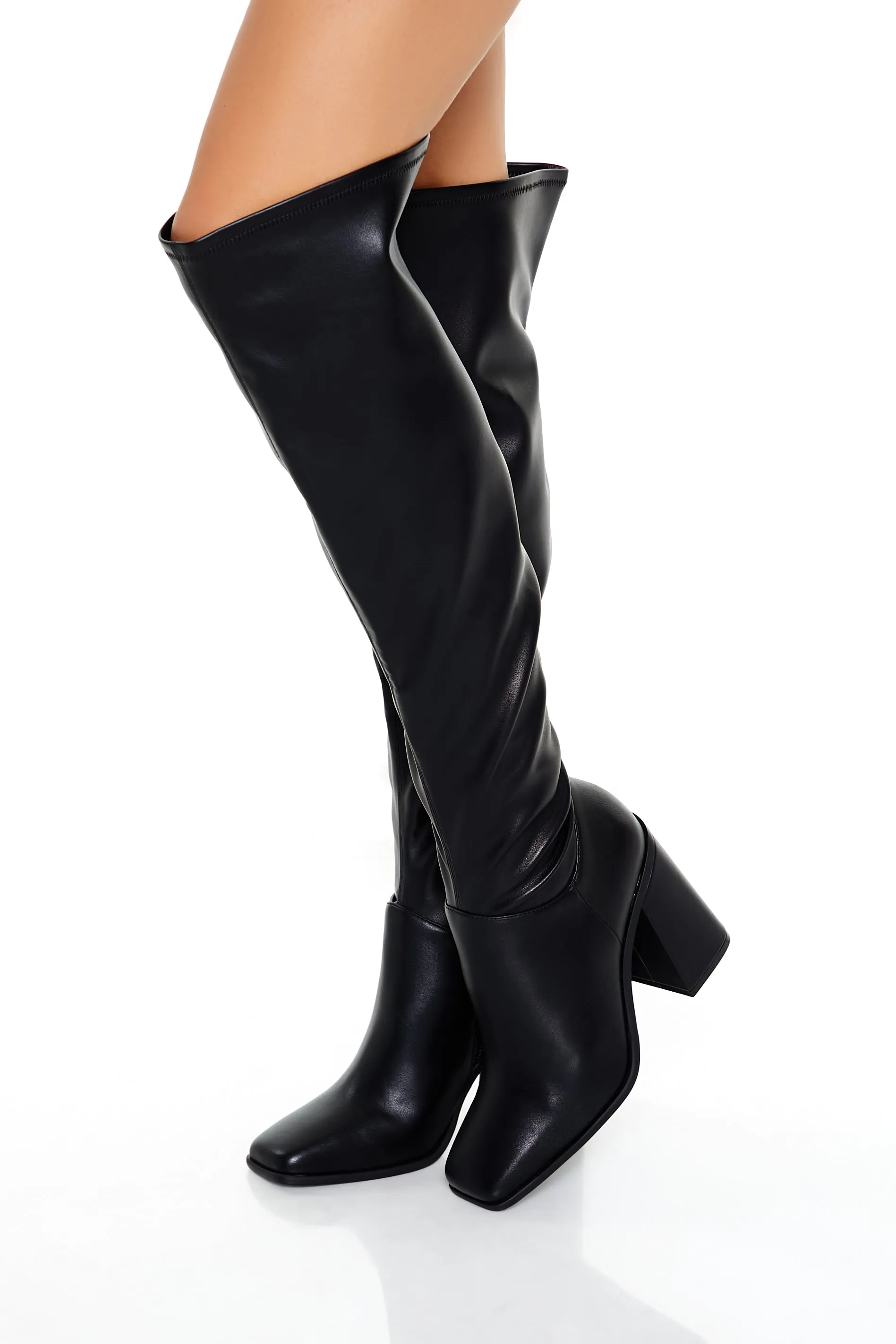 Faux Leather Over-the-Knee Boots