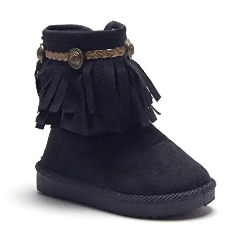 Girls BYX-25I Toddlers Suede Moccasin Fringe Ankle Boots