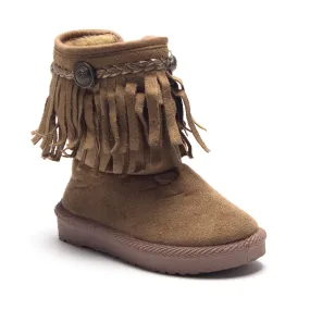 Girls BYX-25I Toddlers Suede Moccasin Fringe Ankle Boots