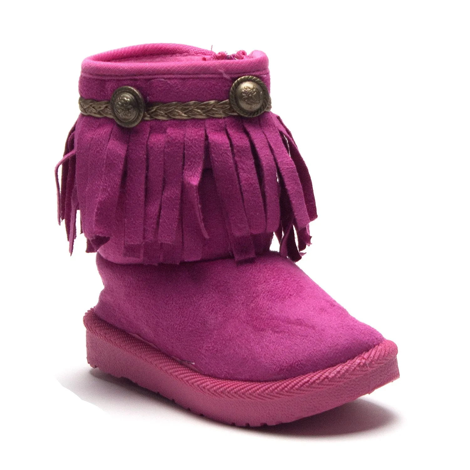 Girls BYX-25I Toddlers Suede Moccasin Fringe Ankle Boots