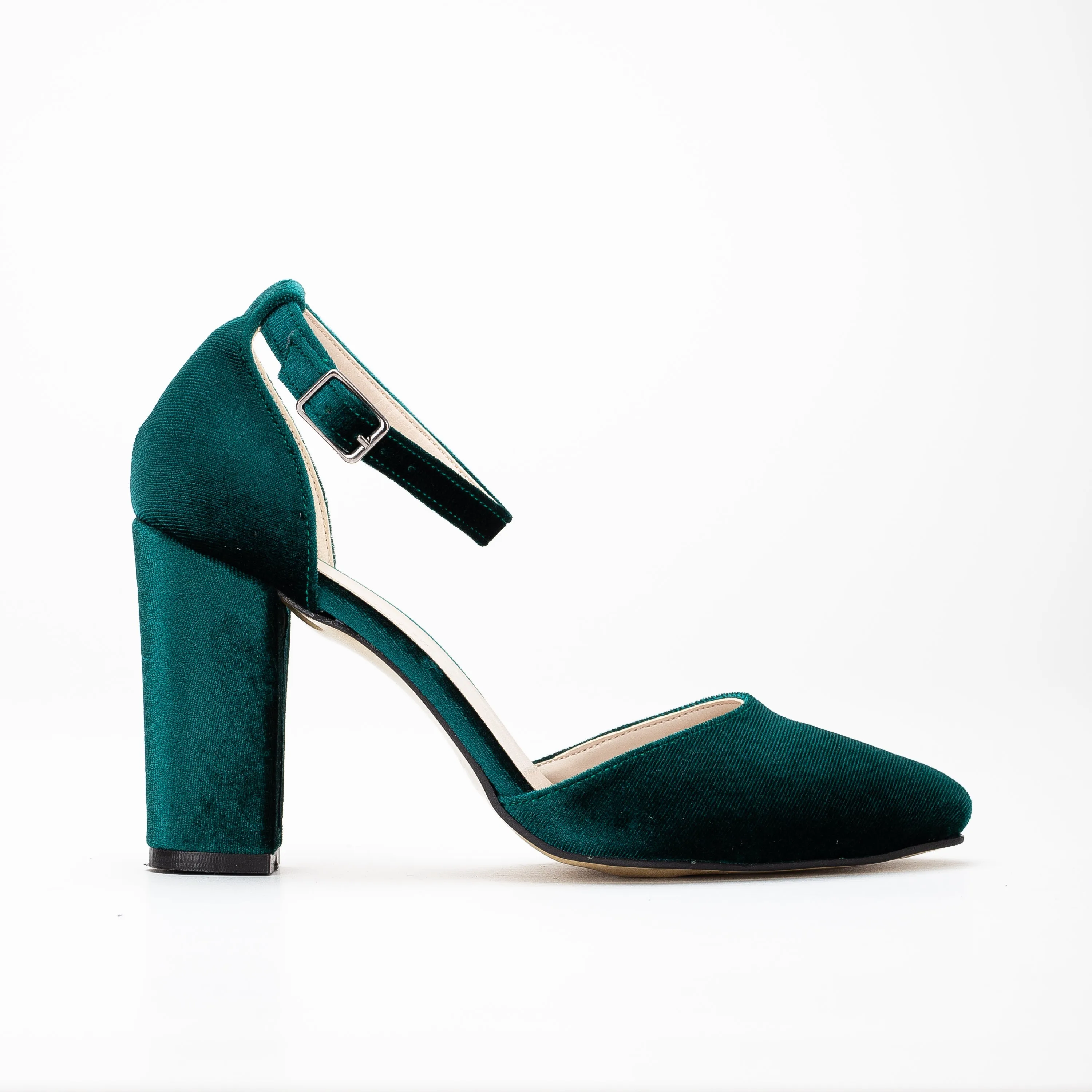 Gisele - Emerald Green Wedding Heels with Ribbon